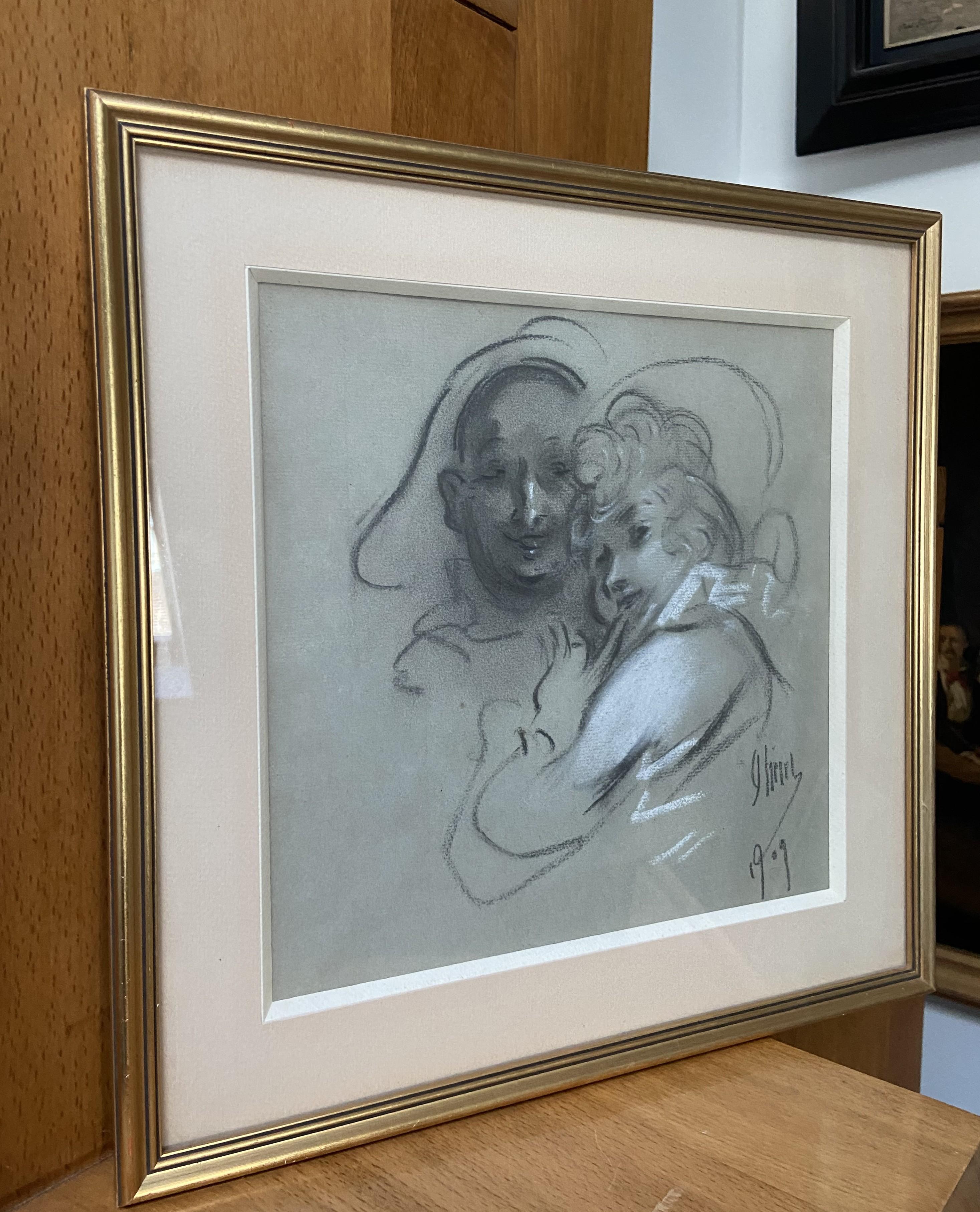 Jules Cheret (1836-1932) A couple, 1909, drawing signed  For Sale 1