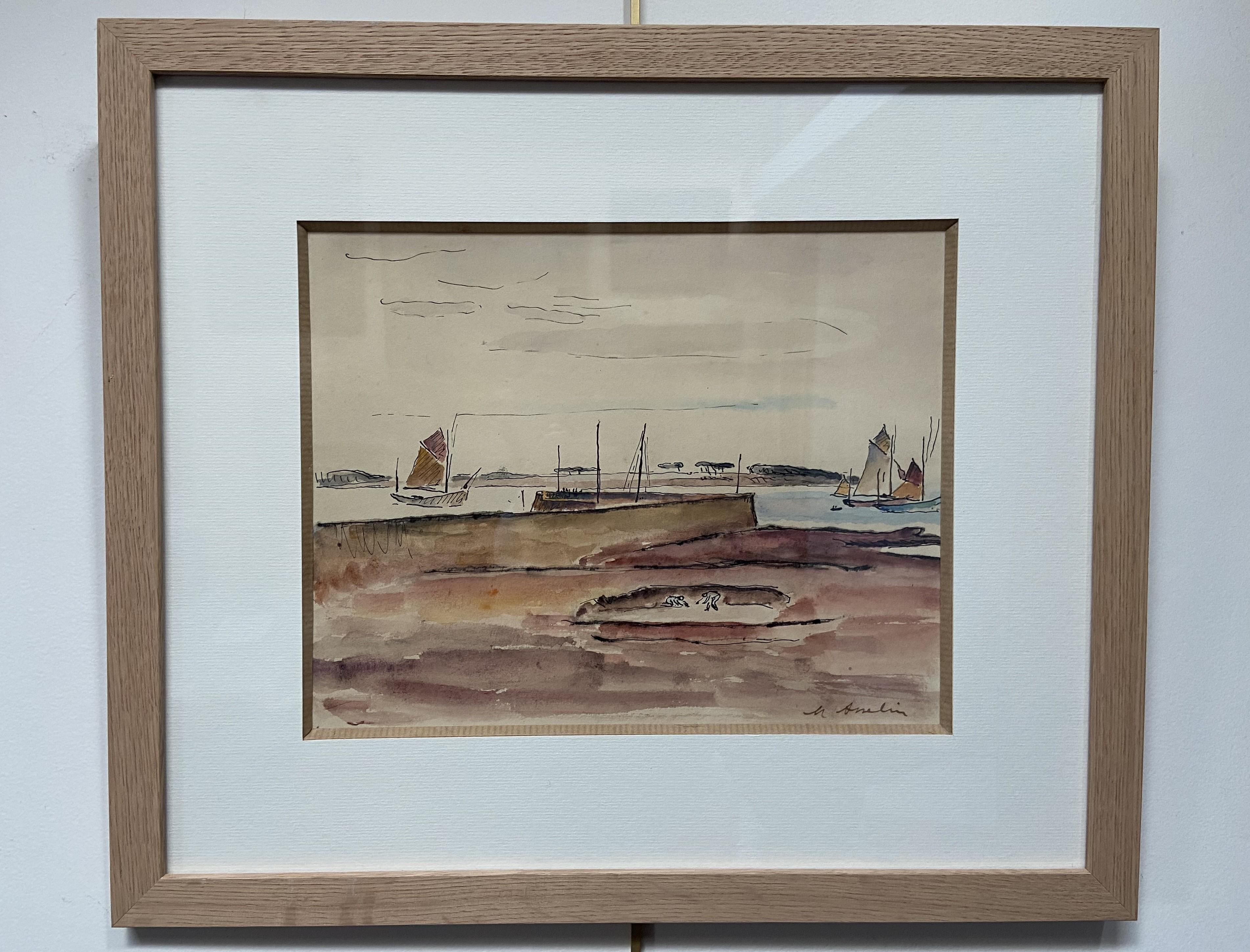 Maurice Asselin (1882-1947) A Seascape, Brittany,  watercolor signed For Sale 1