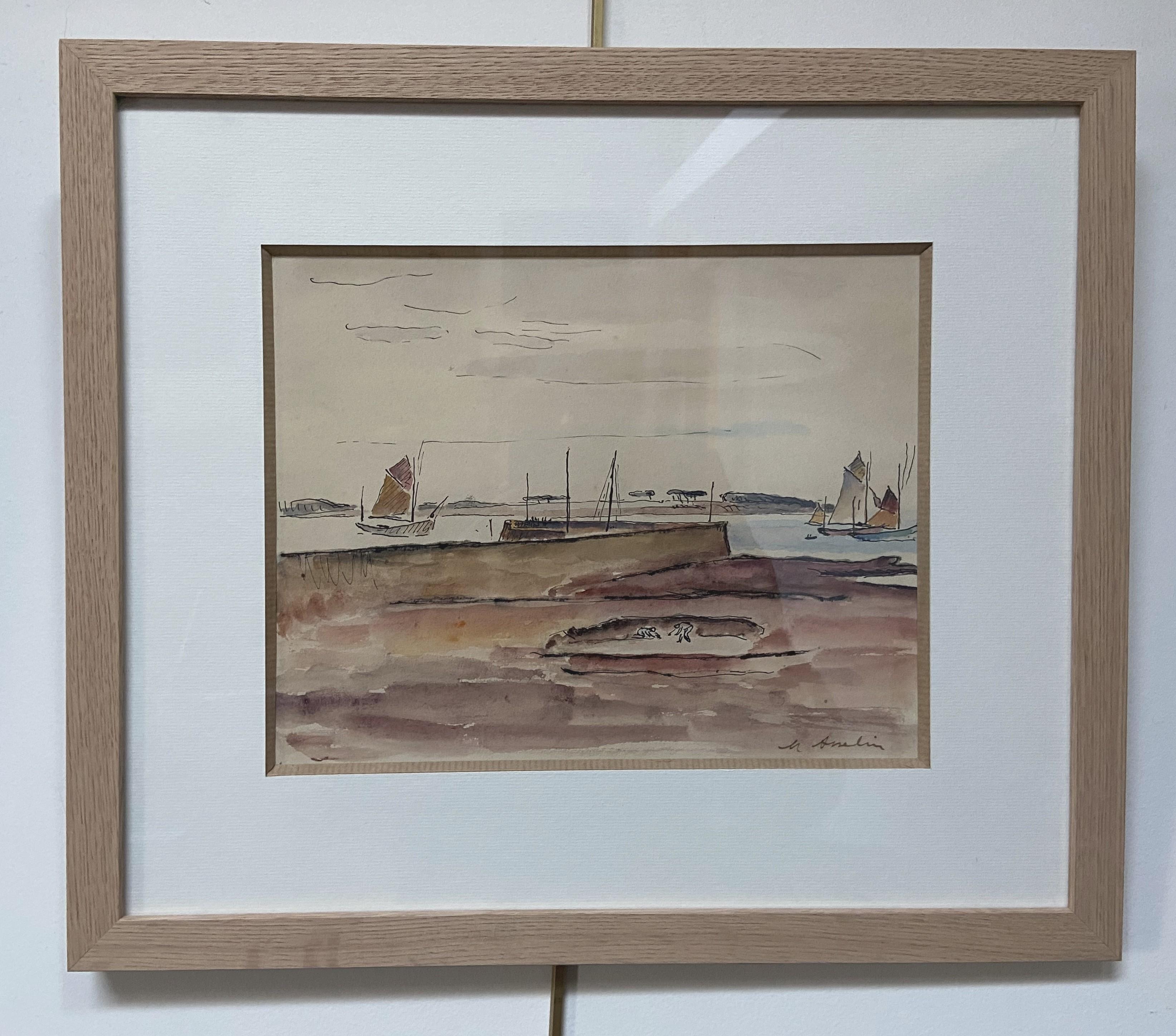 Maurice Asselin (1882-1947) A Seascape, Brittany,  watercolor signed For Sale 7