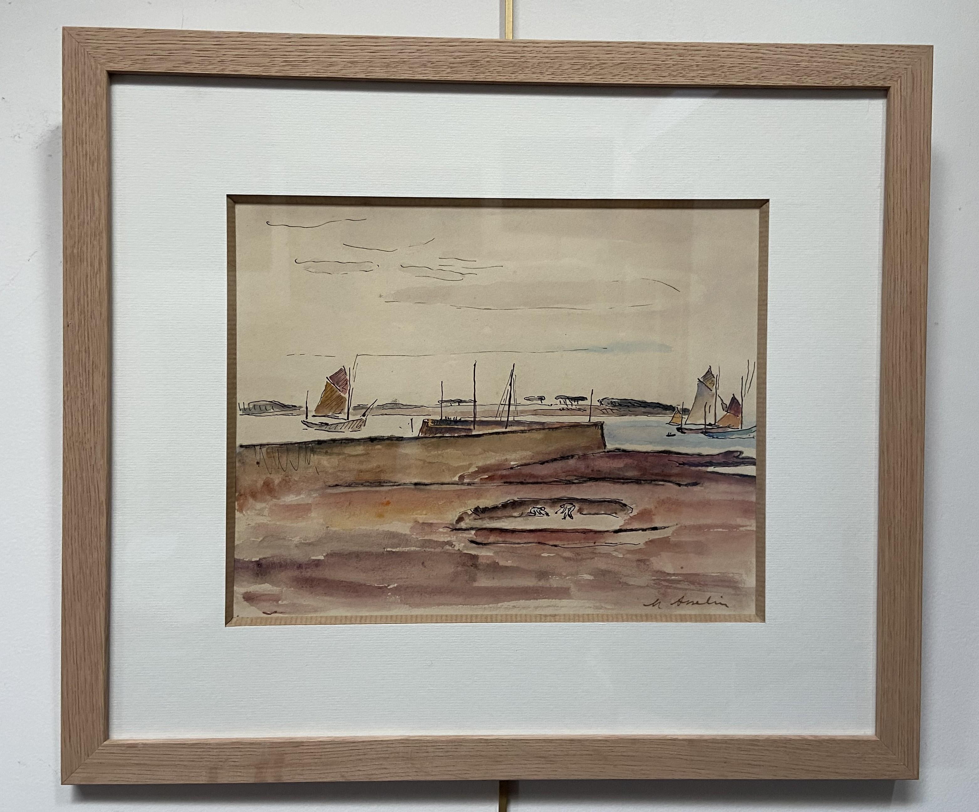 Maurice Asselin (1882-1947) A Seascape, Brittany,  watercolor signed For Sale 4