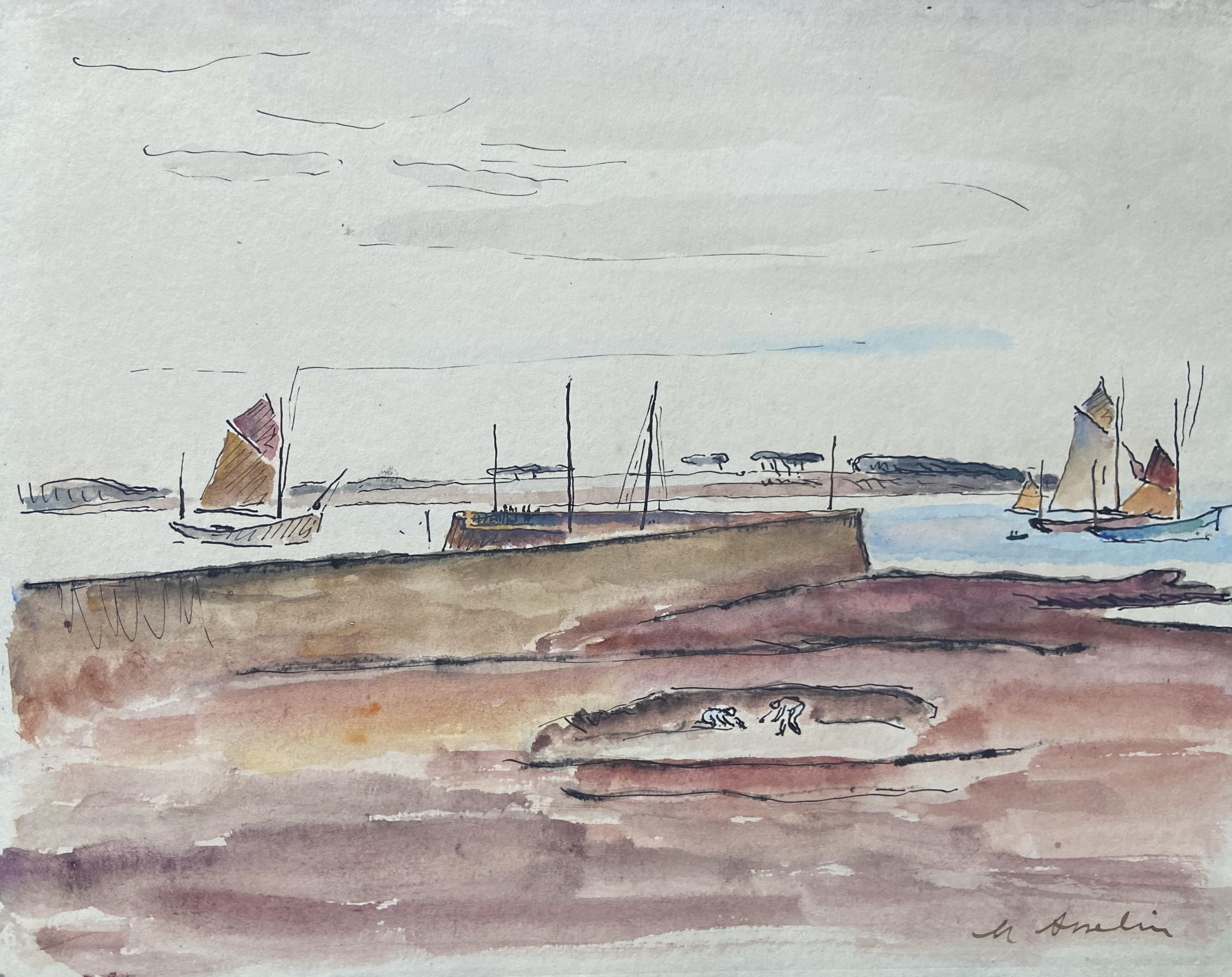Maurice Asselin (1882-1947) A Seascape, Brittany,  watercolor signed For Sale 5