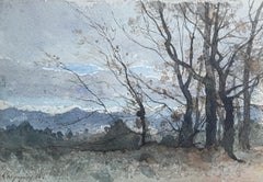 Antique Henri Harpignies (1819-1916) A Landscape in winter, 1888, signed watercolor
