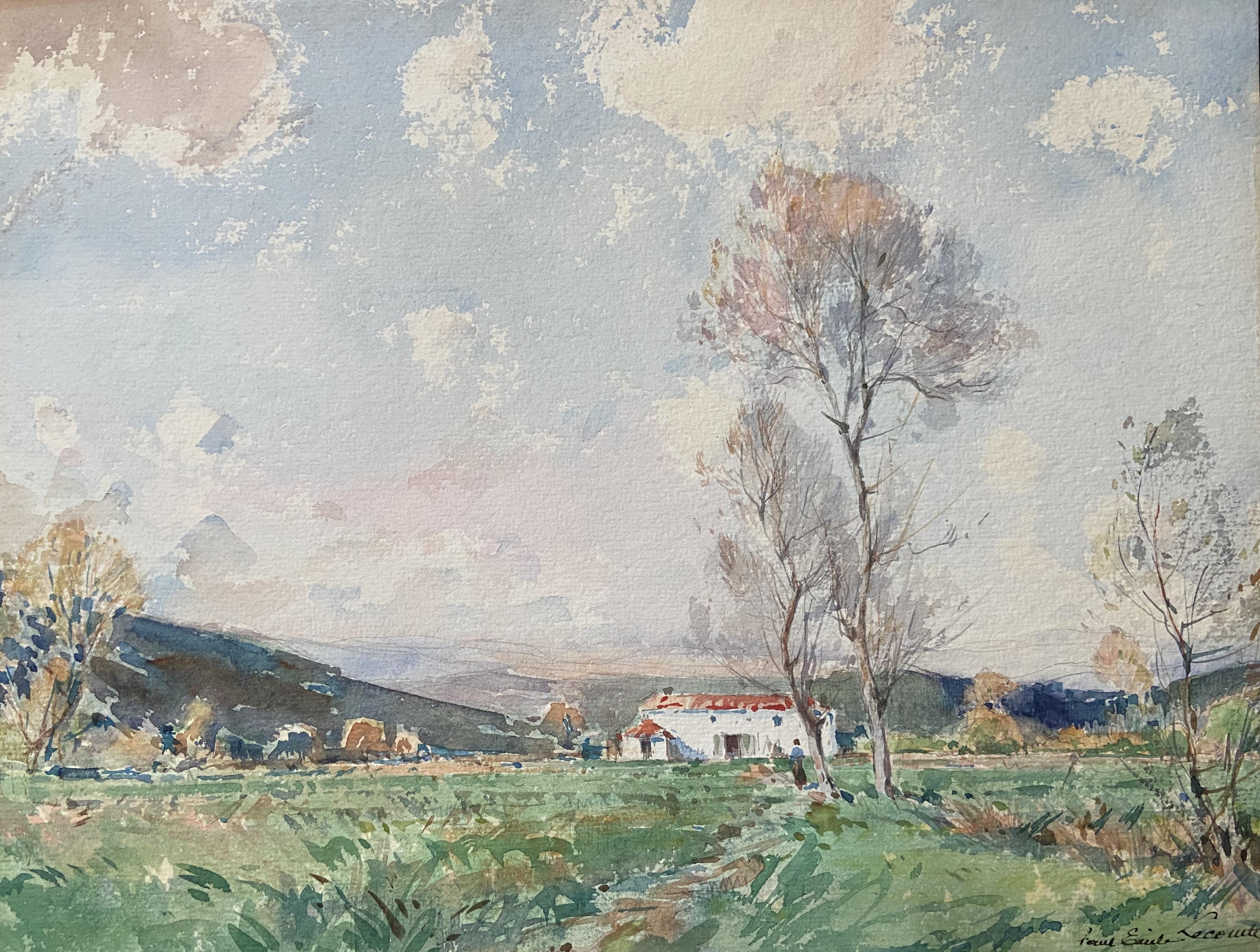 Paul-Emile Lecomte (1877-1950)
Landschaft in einem Tal zwischen Cannes und Grasse (Südfrankreich)
Signiert unten rechts
Aquarell auf Papier
25.8 x 33.9 cm
in einem Vintage-Rahmen : 33 x 41,4 cm
Betitelt und auf der Rückseite der Rahmung angebracht,
