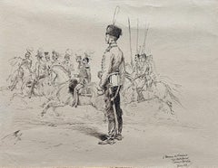 Edouard Detaille (1848 1912) Soldiers et cavaliers, 1881, dessin original signé