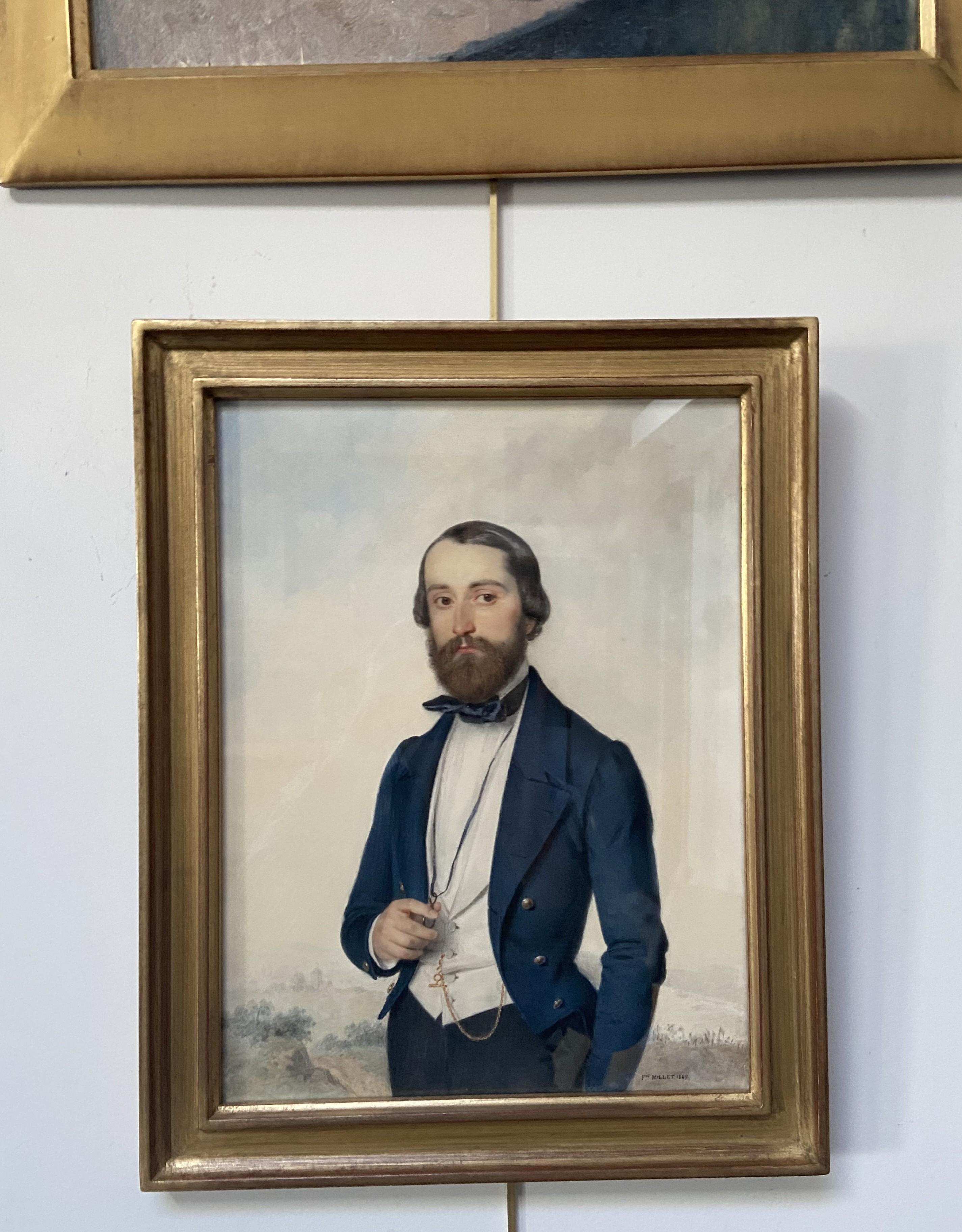 Frédéric Millet (1786-1859) Porträt eines Herrn, 1849 Aquarell signiert   im Angebot 7
