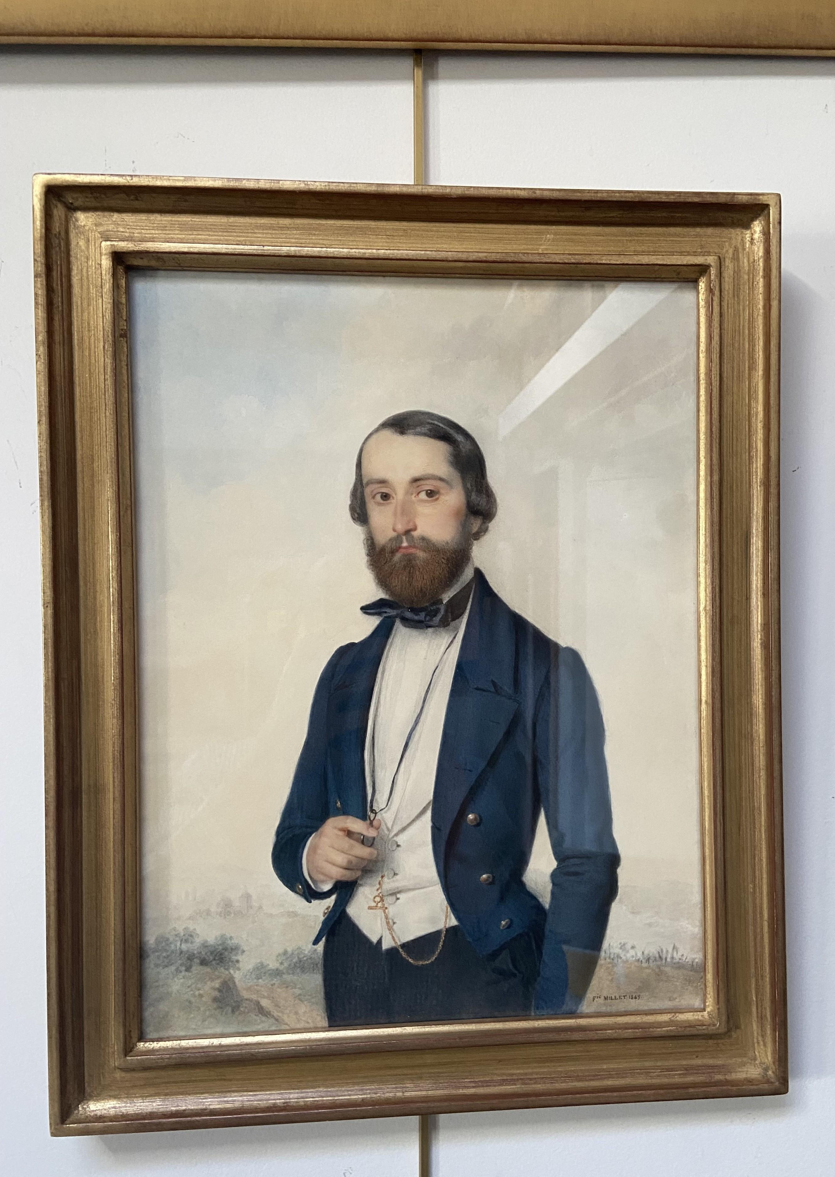 Frédéric Millet (1786-1859) Porträt eines Herrn, 1849 Aquarell signiert   im Angebot 6