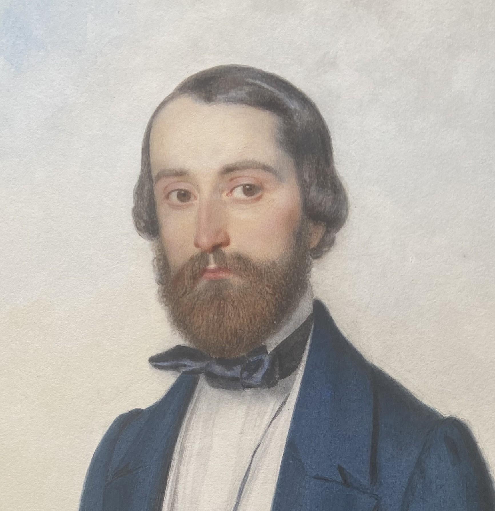 Frédéric Millet (1786-1859) Portrait of a gentleman, 1849 watercolor signed   For Sale 13
