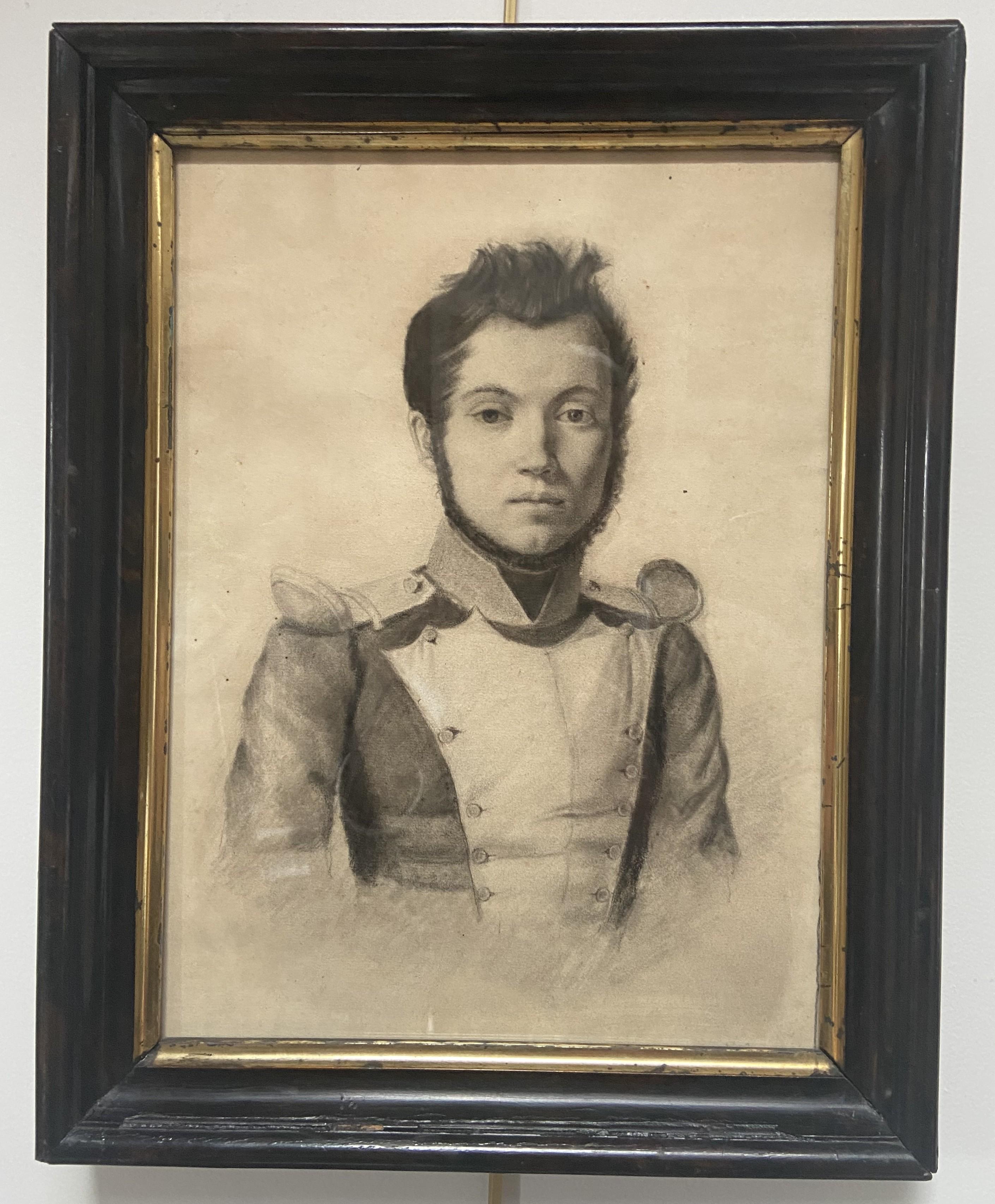 French Romantic school, circa 1830
Portrait of a young soldier, 
pencil on paper
Framed under glass : 38 x 30 cm
It's a vintage frame, probablly original but I had the back redone

The first part of the 19th century was a golden age for portraiture.