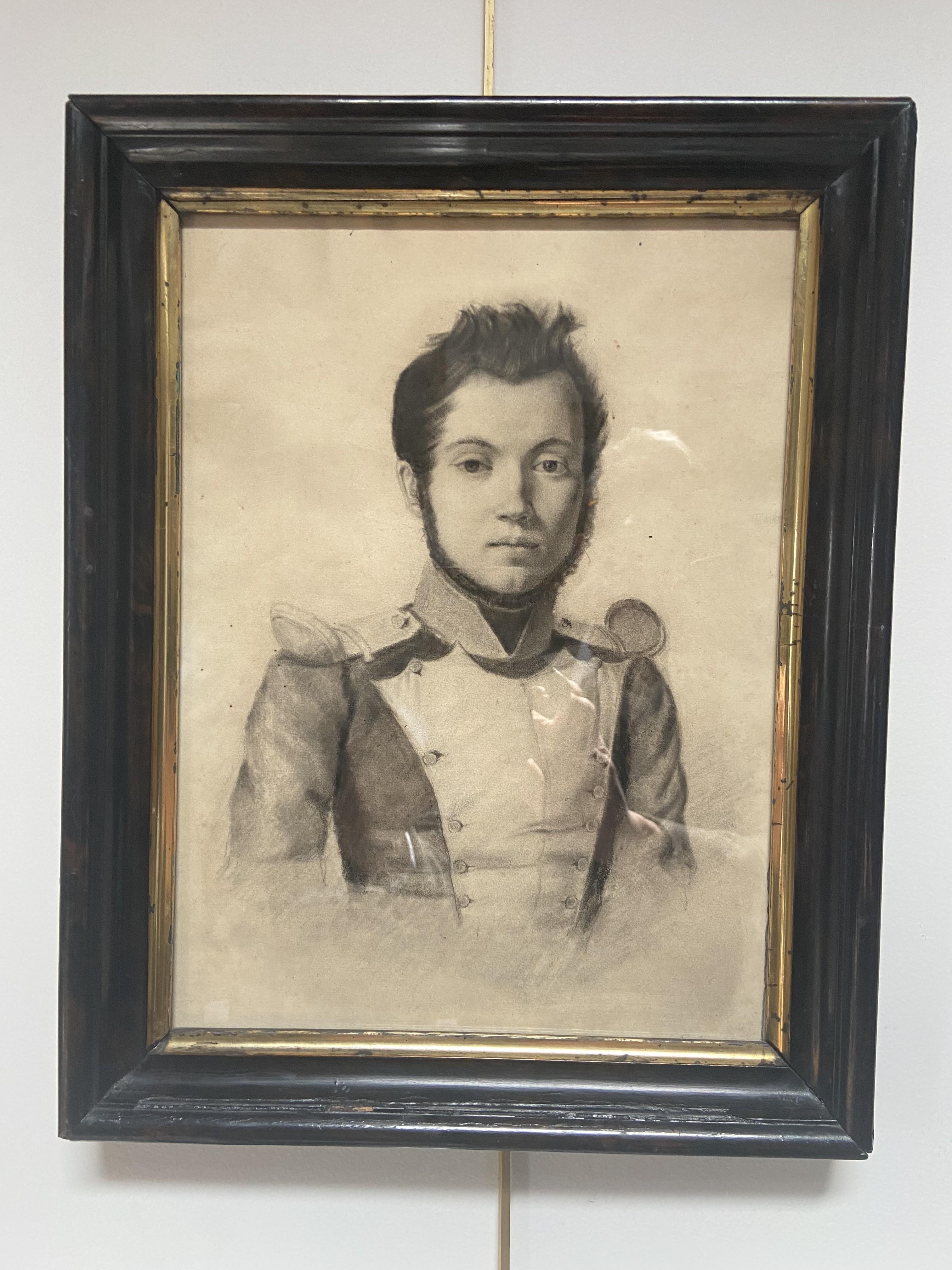 French Romantic school, Portrait of a young soldier, drawing For Sale 1