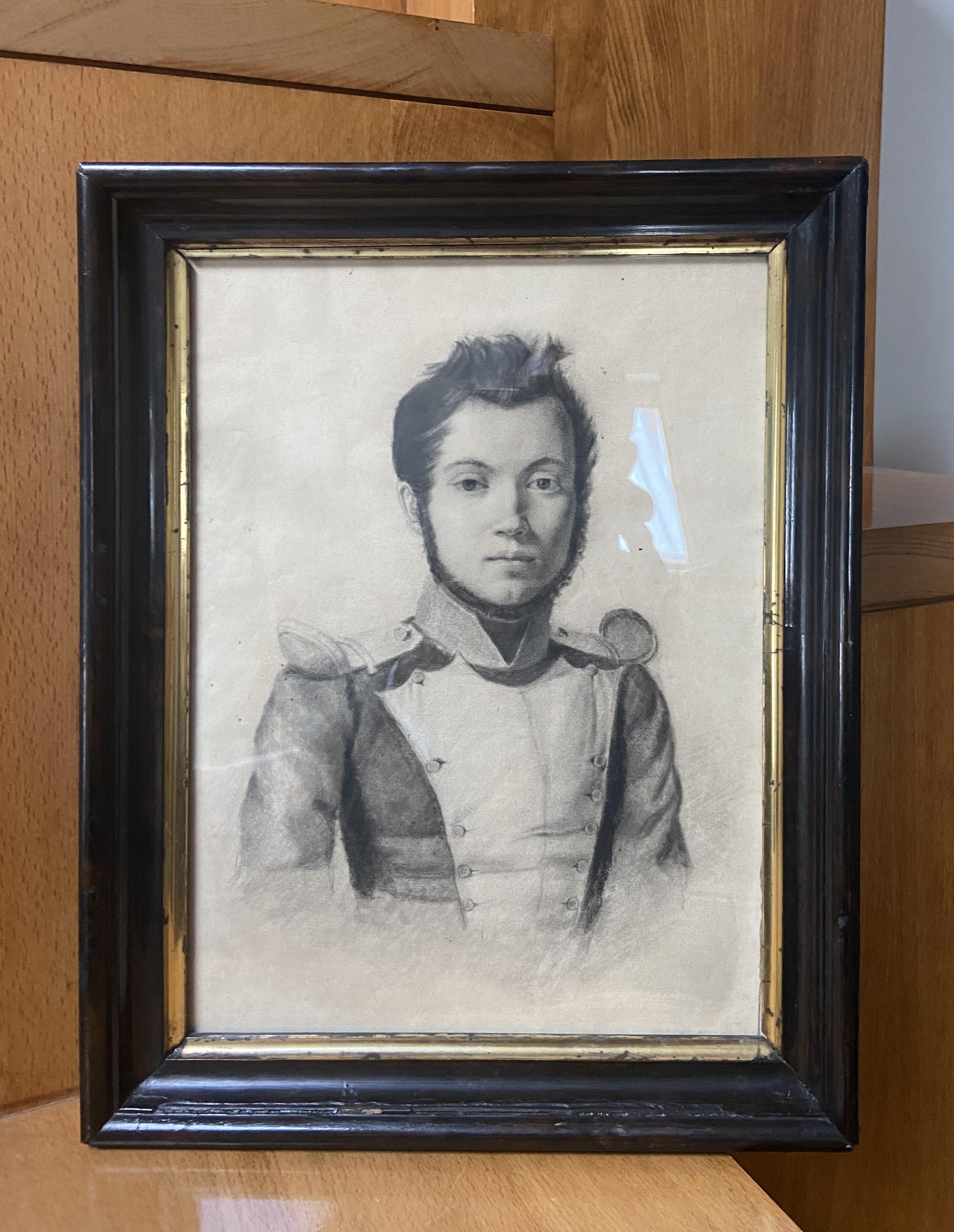 French Romantic school, Portrait of a young soldier, drawing For Sale 3