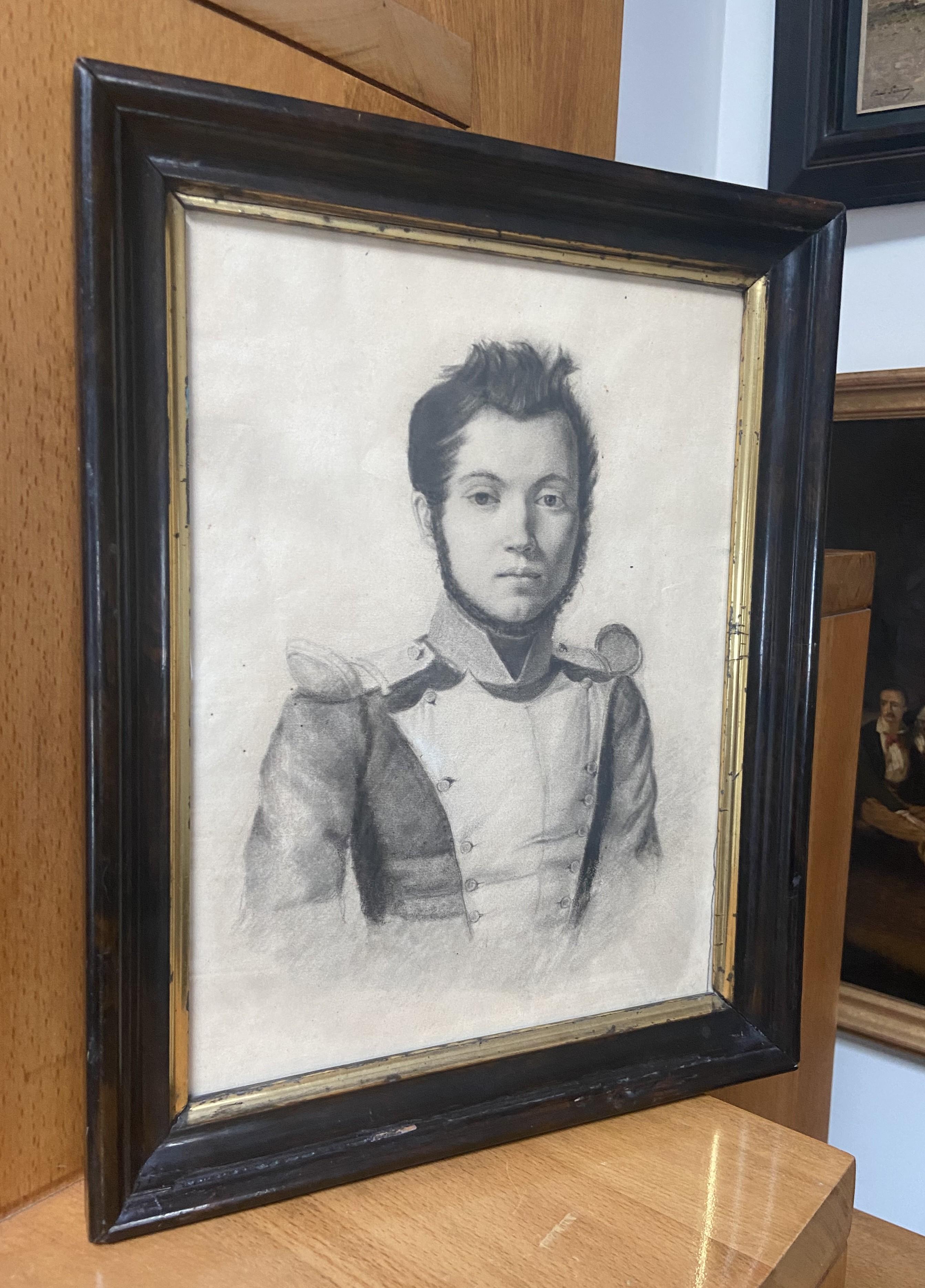 French Romantic school, Portrait of a young soldier, drawing For Sale 8