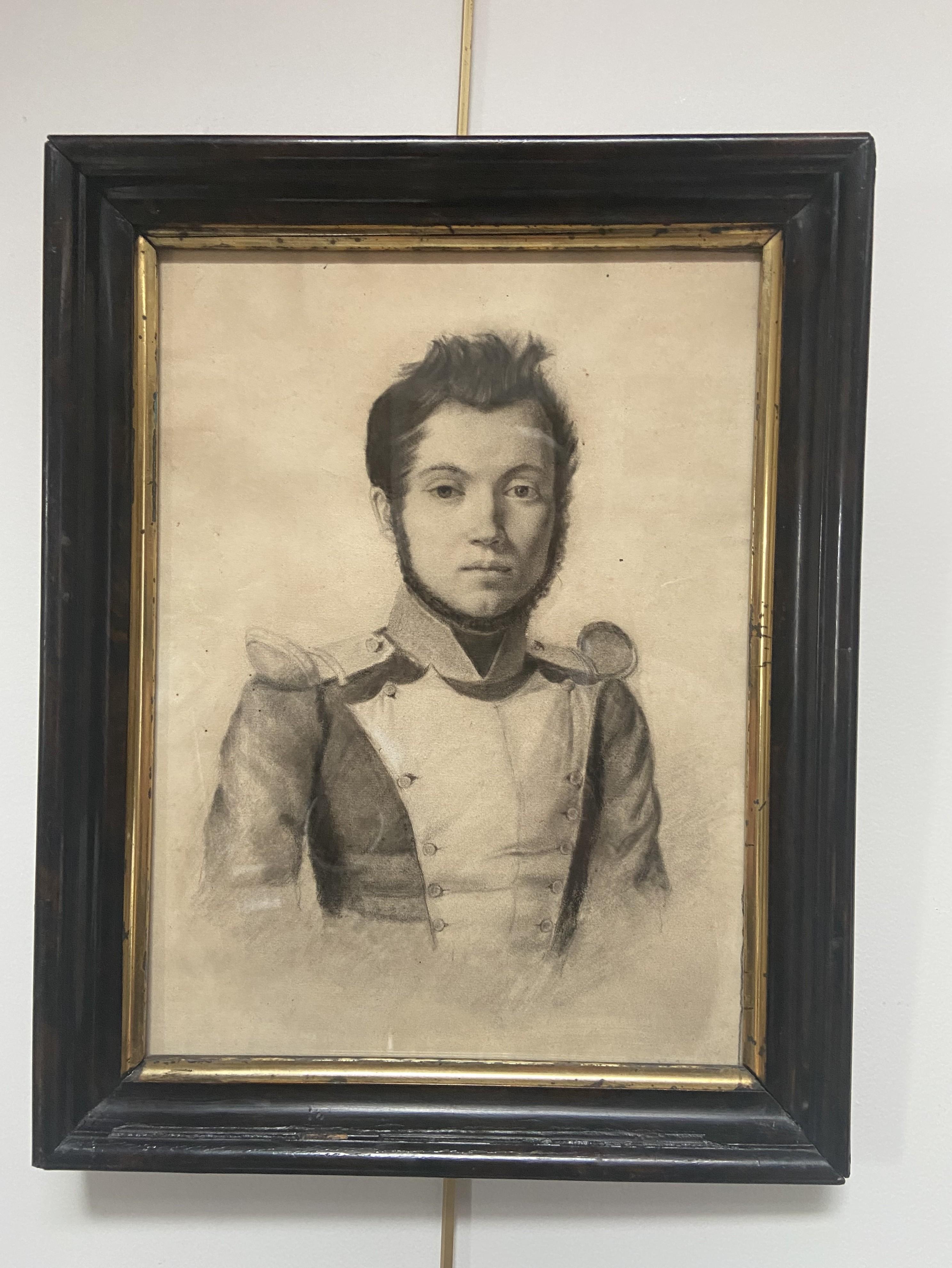 French Romantic school, Portrait of a young soldier, drawing For Sale 9
