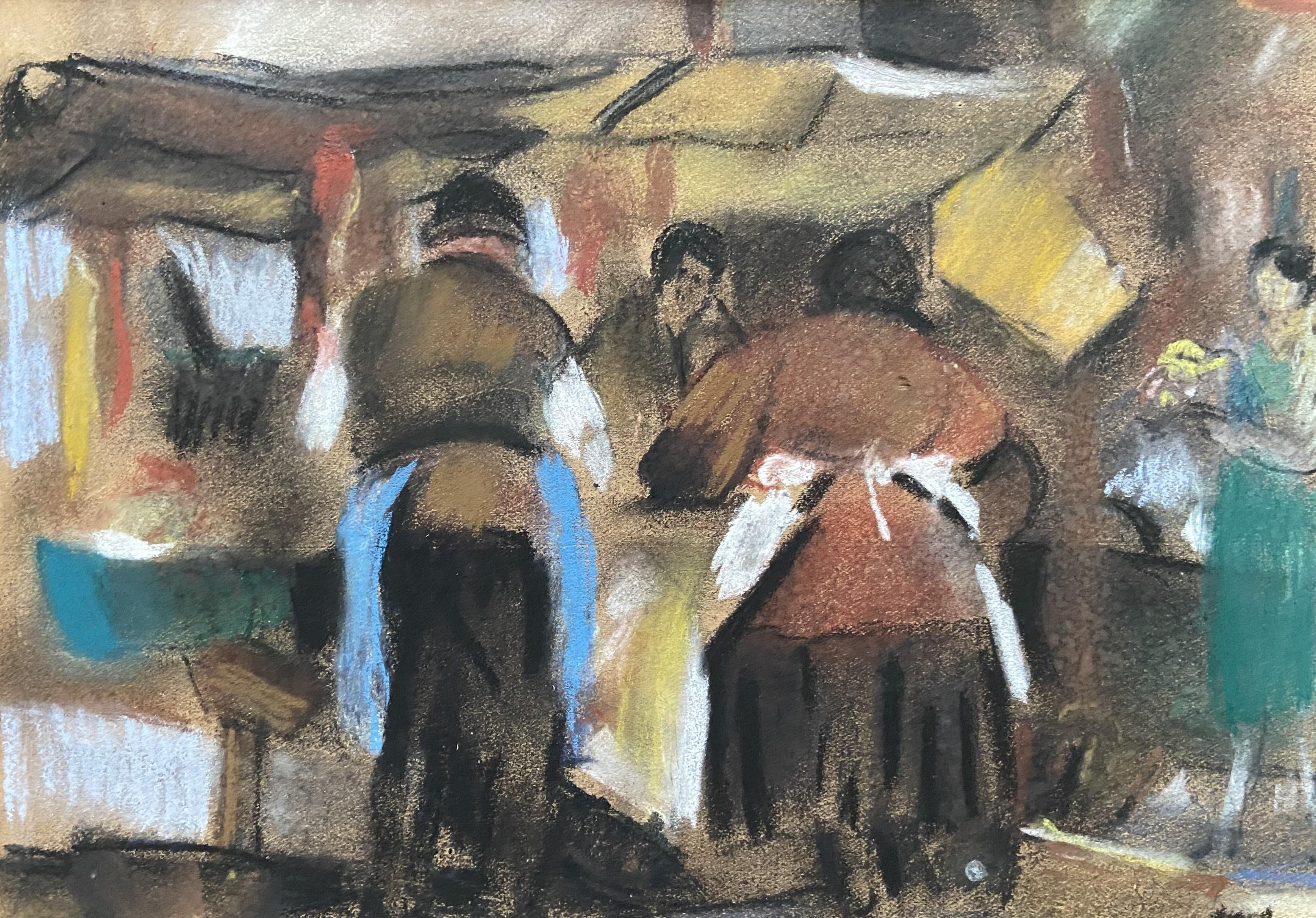 Henry Ottmann (1877-1927) Étal de marché 1925, pastel signed - Post-Impressionist Art by Henri Ottmann