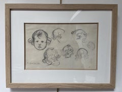 Eugène Carrière (1849-1906) Studi di una testa di bambino, disegno firmato