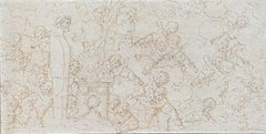 Antique Louis-Félix de La Rue (1730-1777)  Putti playing around a sculpture, drawing