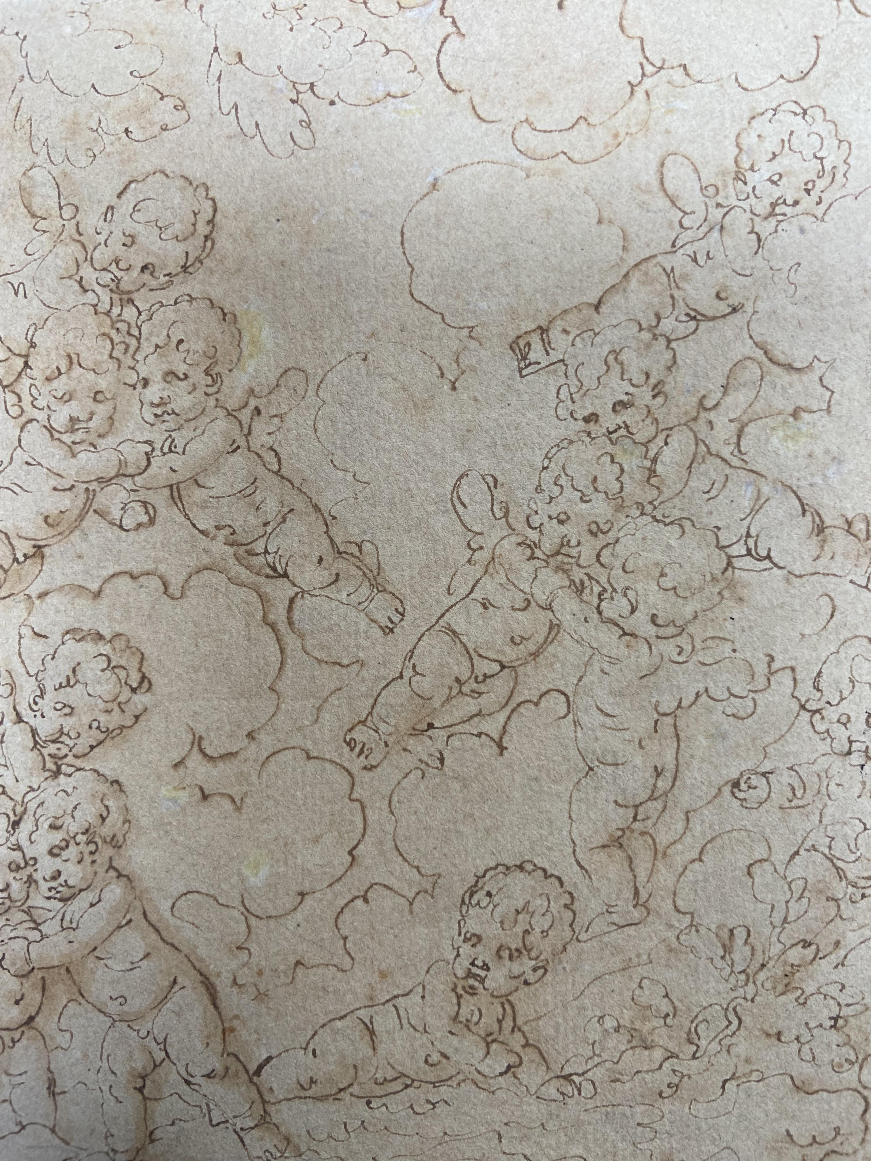 Louis-Félix de La Rue (1730-1777) Putten, die um eine Skulptur spielen, Zeichnung im Angebot 5
