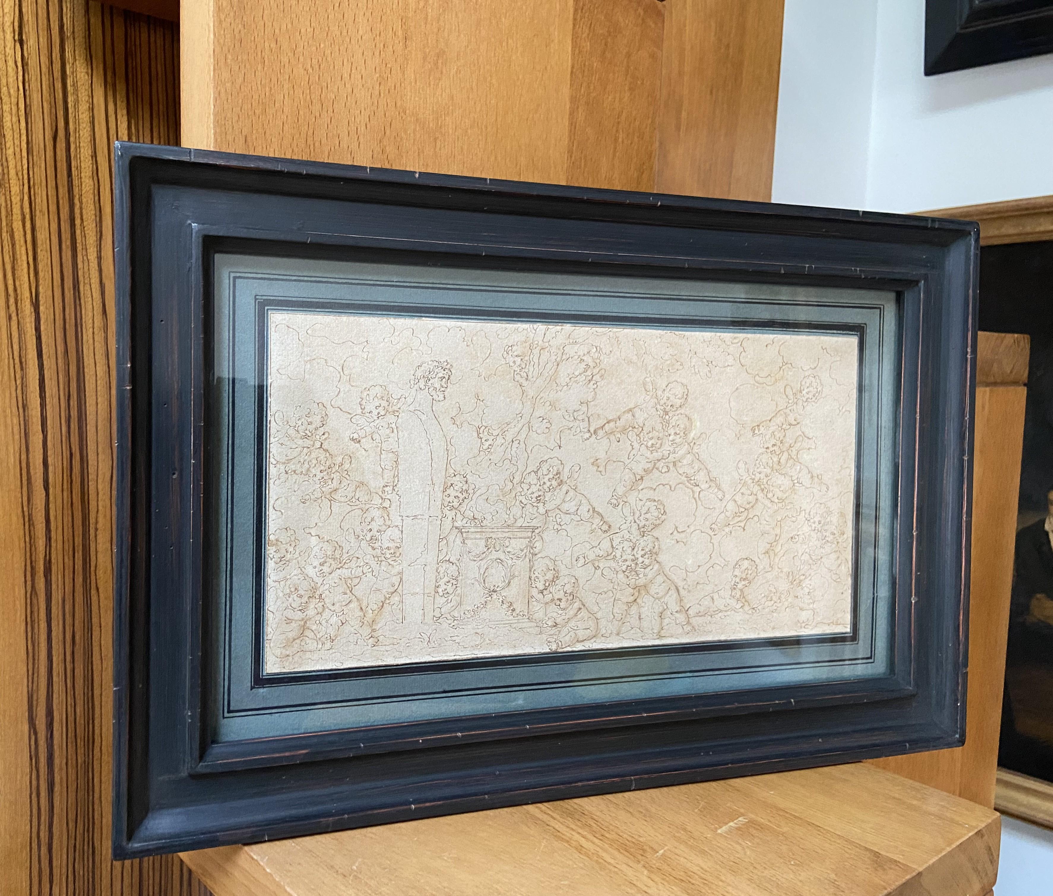 Louis-Félix de La Rue (1730-1777) Putten, die um eine Skulptur spielen, Zeichnung im Angebot 8