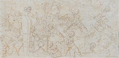 Louis-Félix de La Rue (1730-1777) Putti che giocano intorno a una scultura, disegno