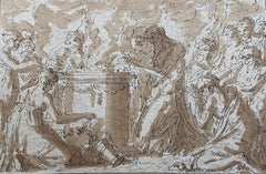 Louis-Félix de La Rue (1730-1777) Una scena di sacrificio antico, disegno