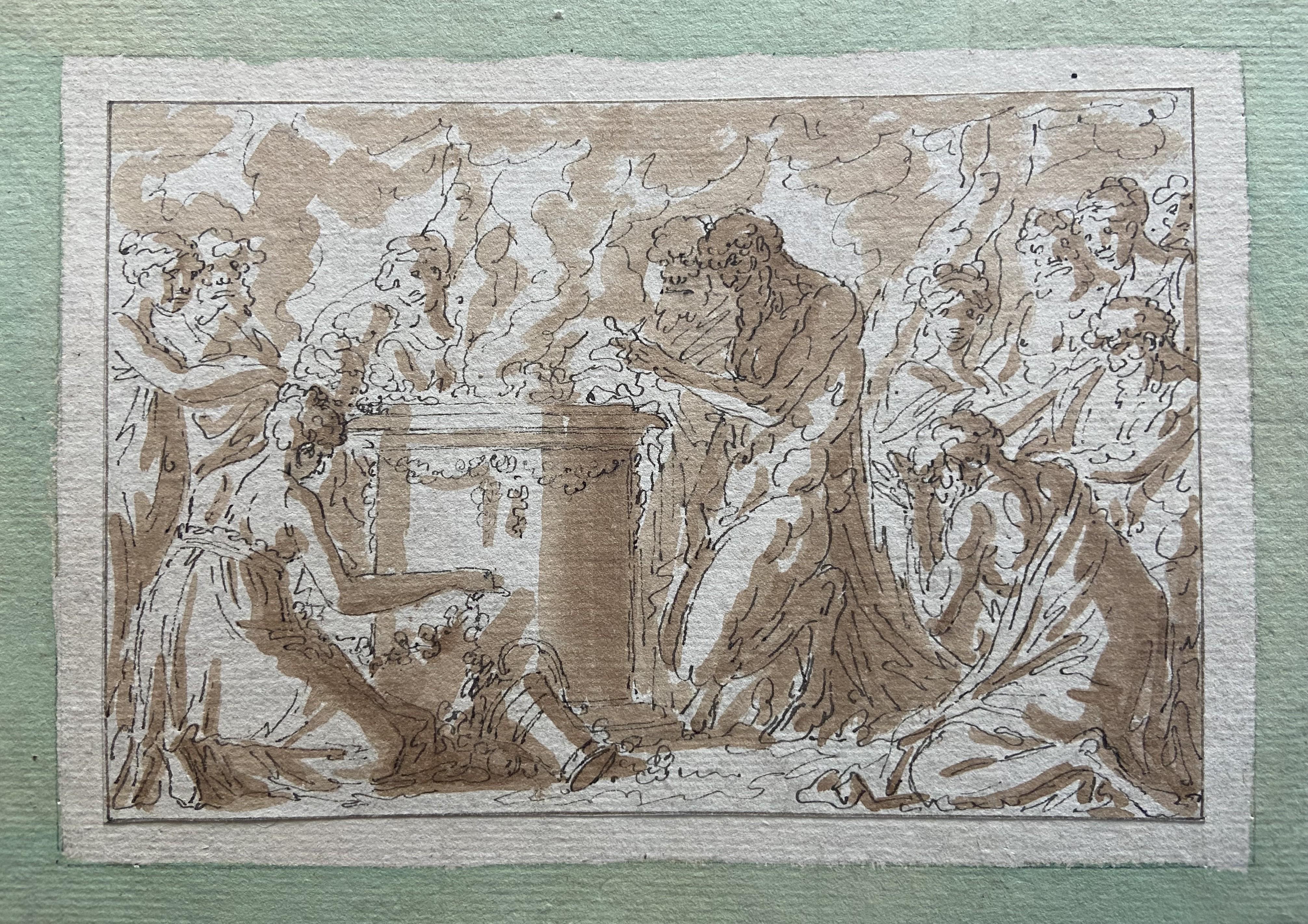 Louis-Félix de La Rue (1730-1777) Una scena di sacrificio antico, disegno - Art Antichi maestri di Louis-Félix Delarue