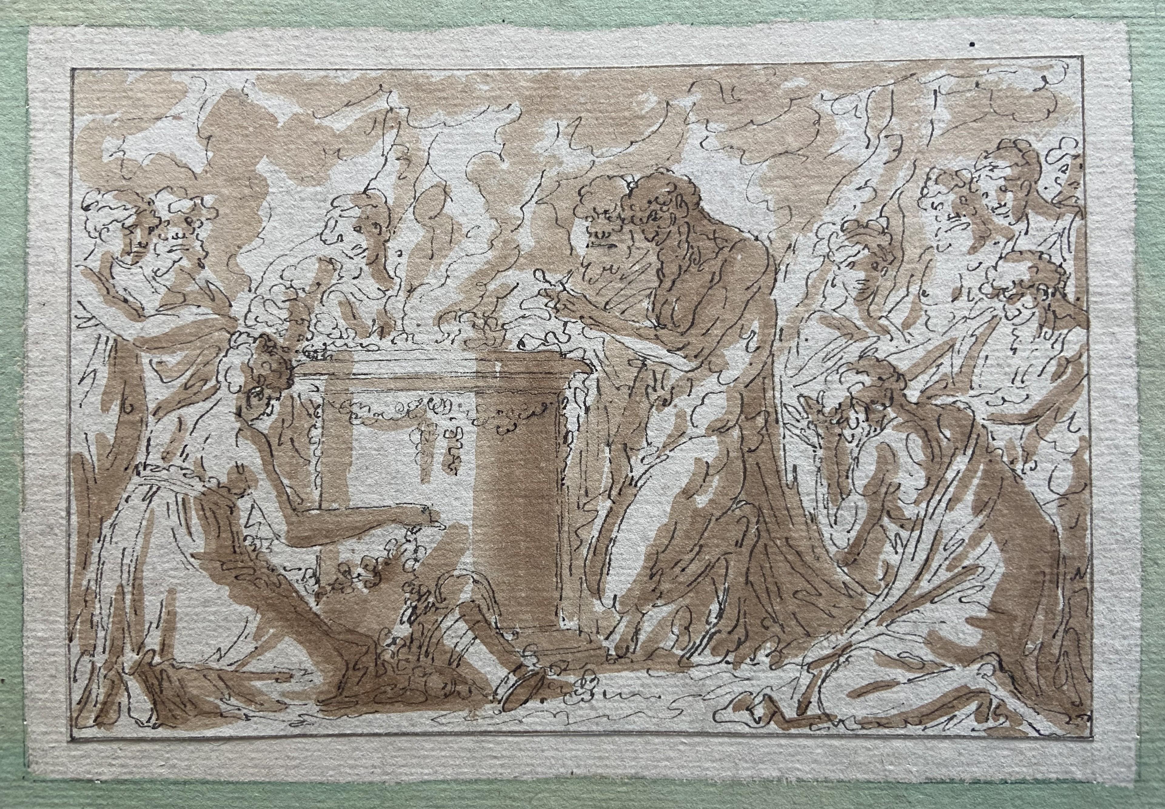 Louis-Félix de La Rue (1730-1777) Una scena di sacrificio antico, disegno 1