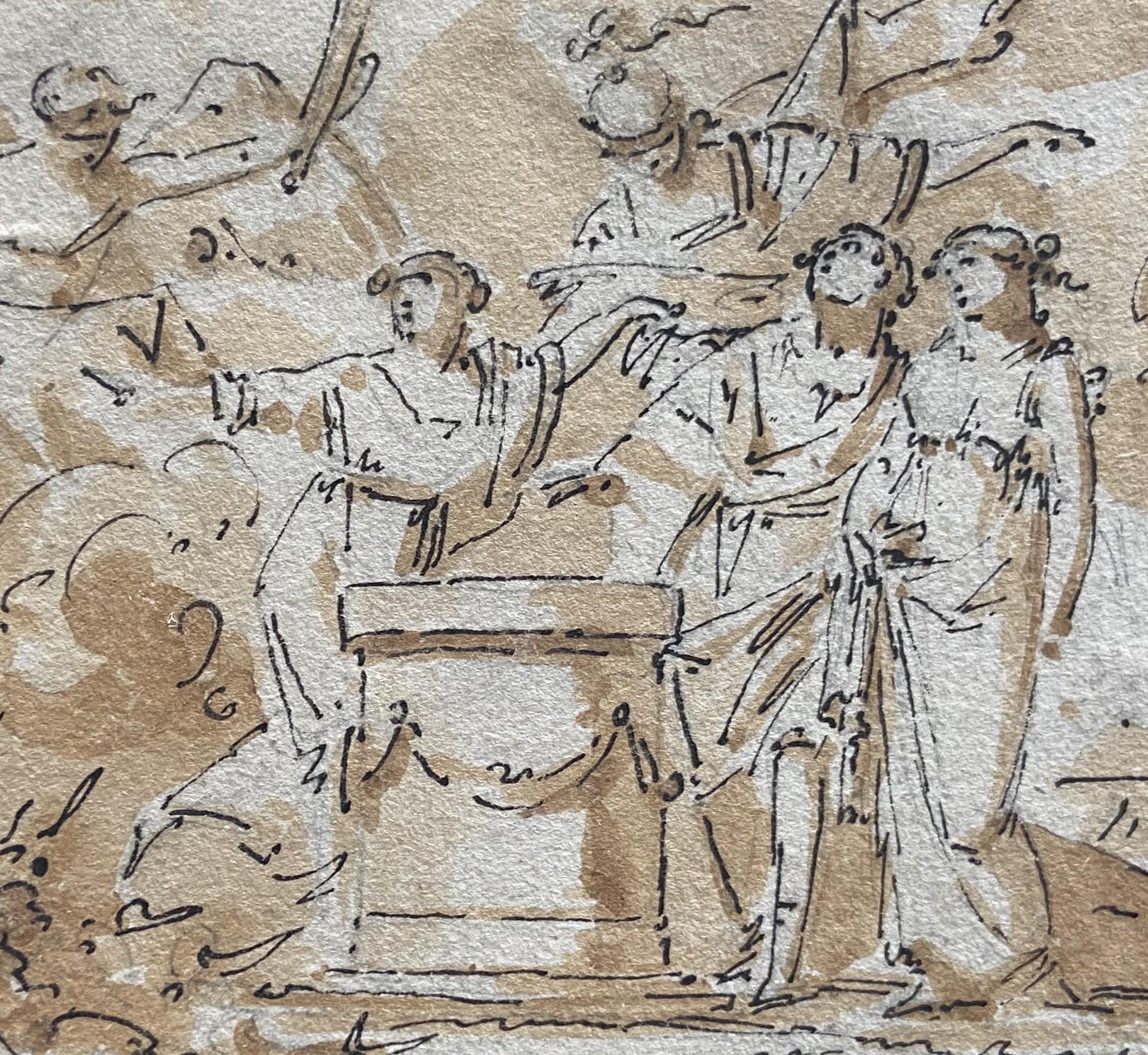 Escuela francesa Siglo XVIII,  Una escena mitológica con una pareja, dibujo en venta 1