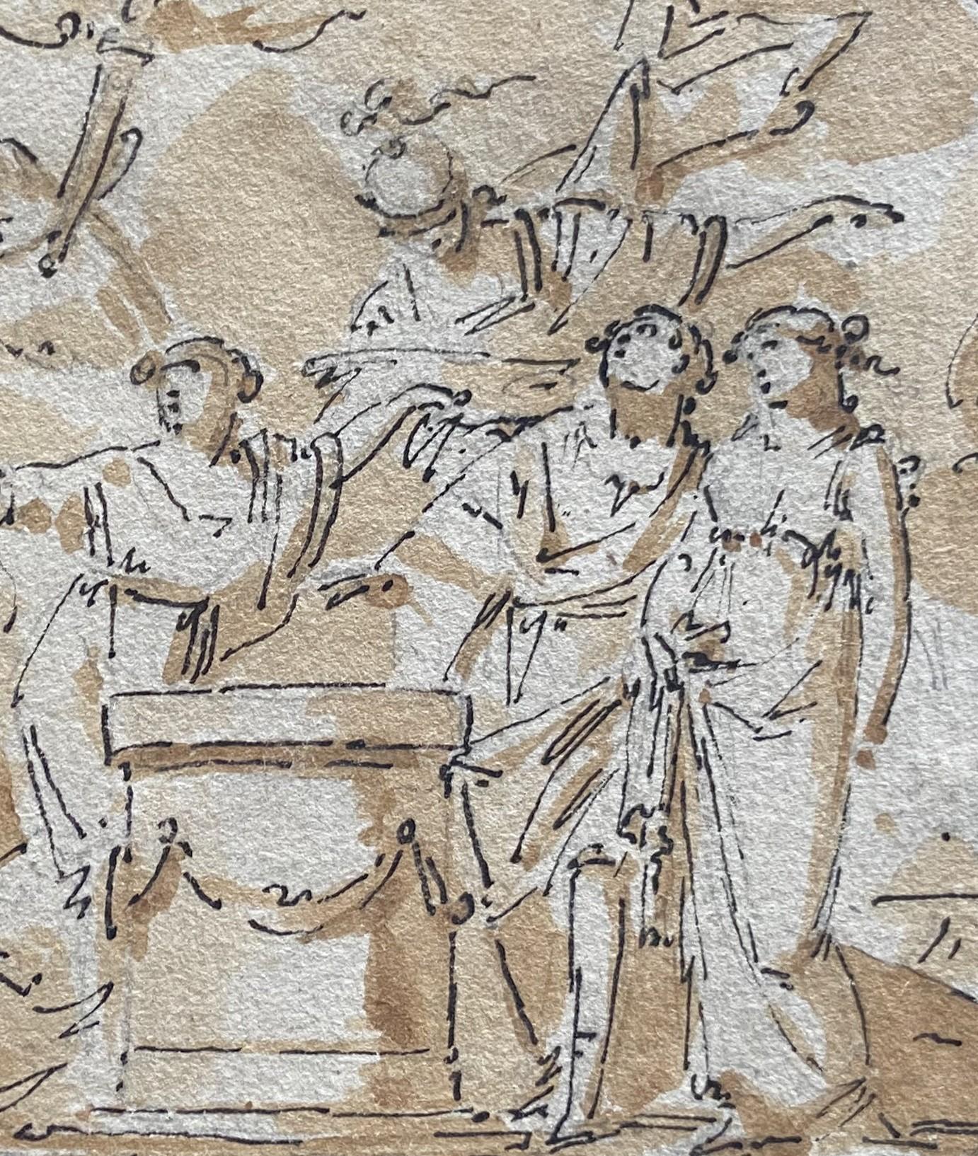 Escuela francesa Siglo XVIII,  Una escena mitológica con una pareja, dibujo en venta 3