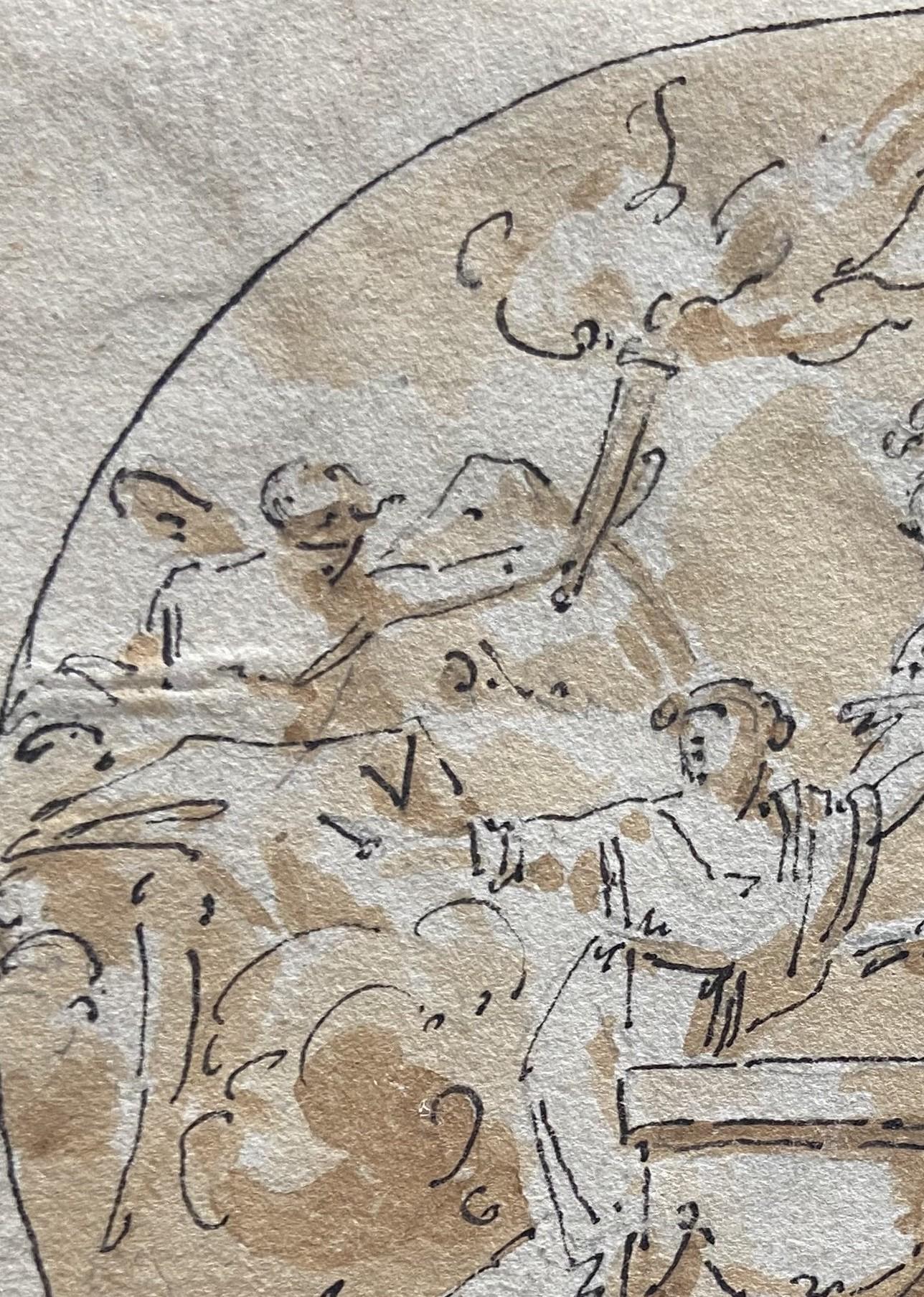 Escuela francesa Siglo XVIII,  Una escena mitológica con una pareja, dibujo en venta 4
