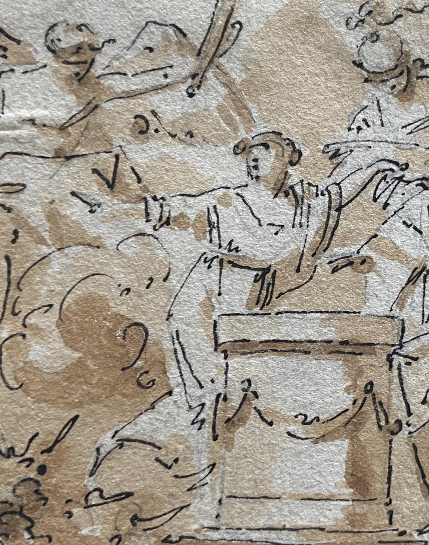 Escuela francesa Siglo XVIII,  Una escena mitológica con una pareja, dibujo en venta 5