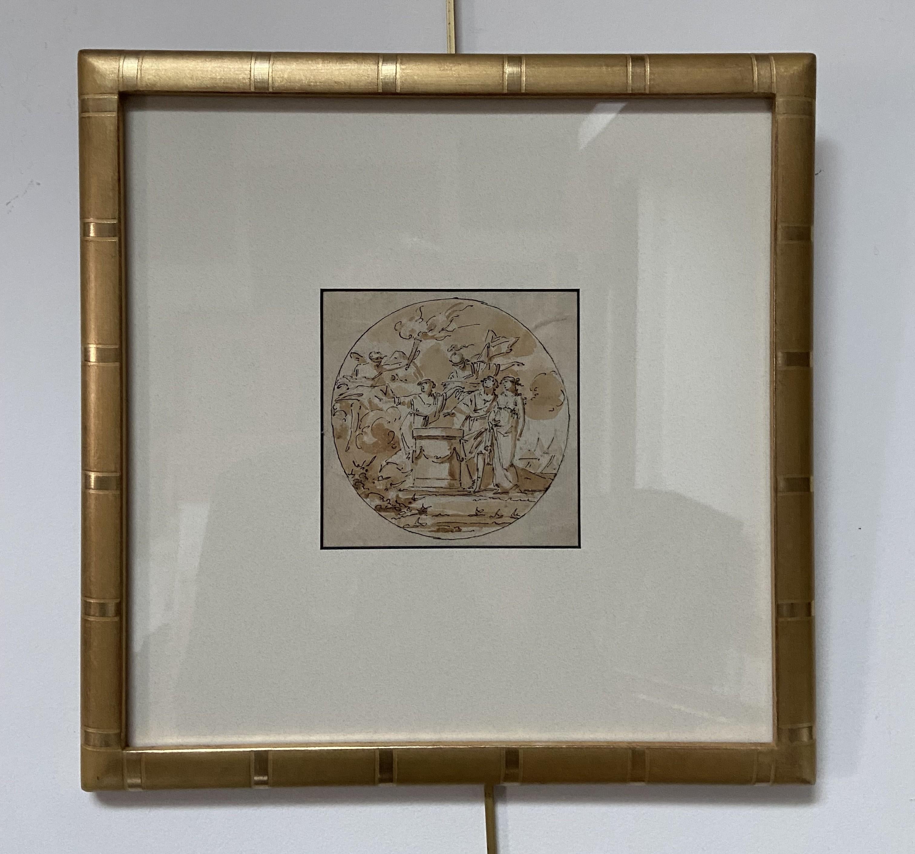 Escuela francesa Siglo XVIII,  Una escena mitológica con una pareja, dibujo en venta 6