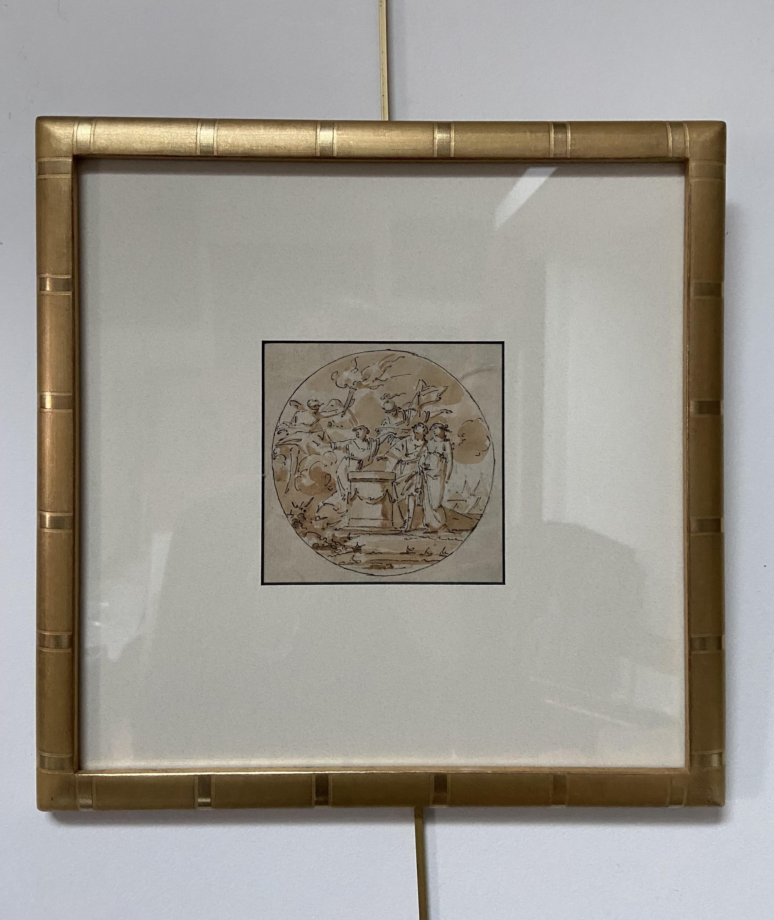 Escuela francesa Siglo XVIII,  Una escena mitológica con una pareja, dibujo en venta 7