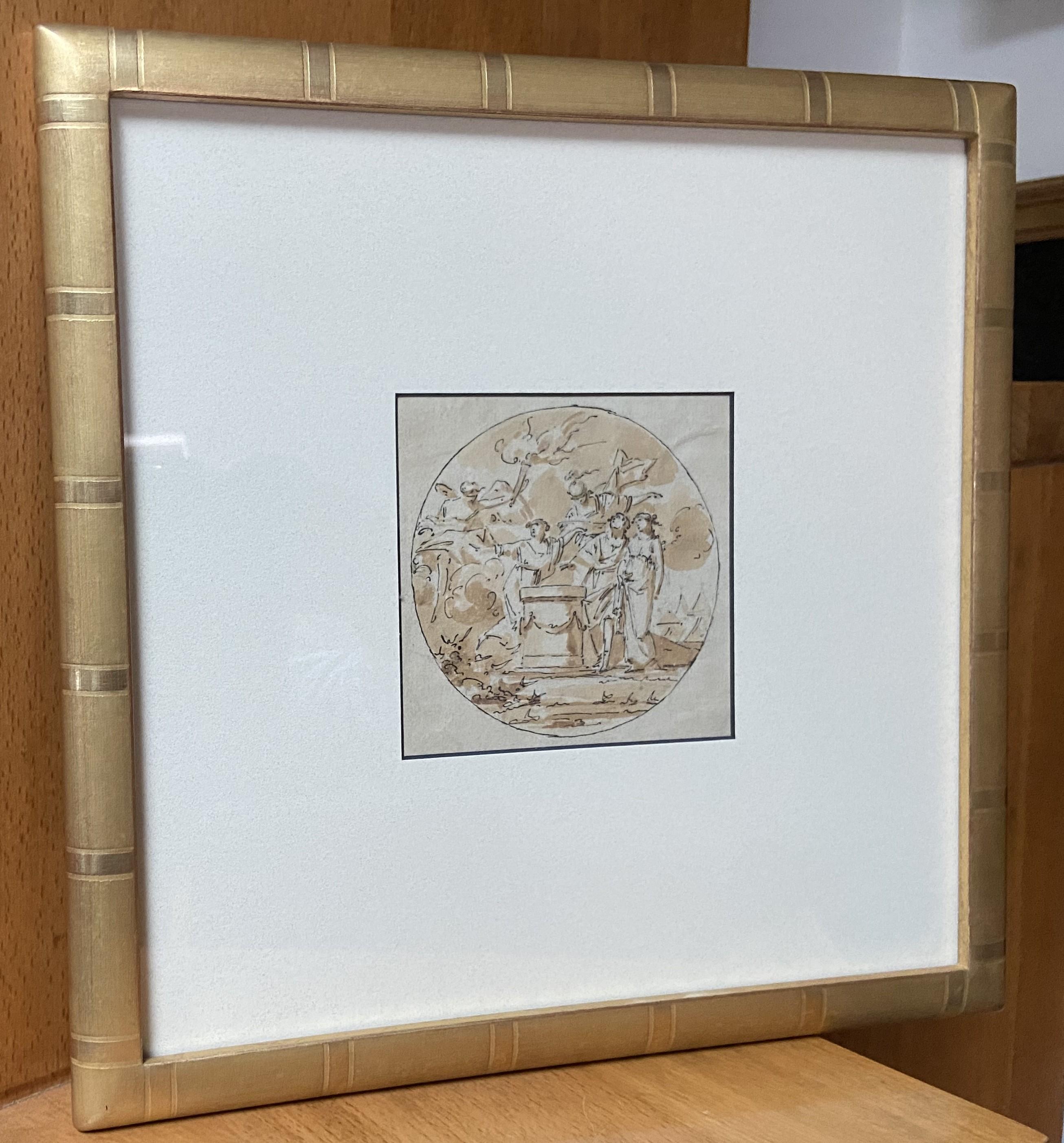 Escuela francesa Siglo XVIII,  Una escena mitológica con una pareja, dibujo en venta 9