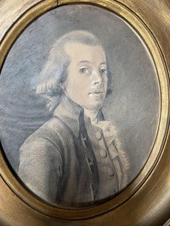 French School 18th Century, Portrait of a gentleman, oval drawing
