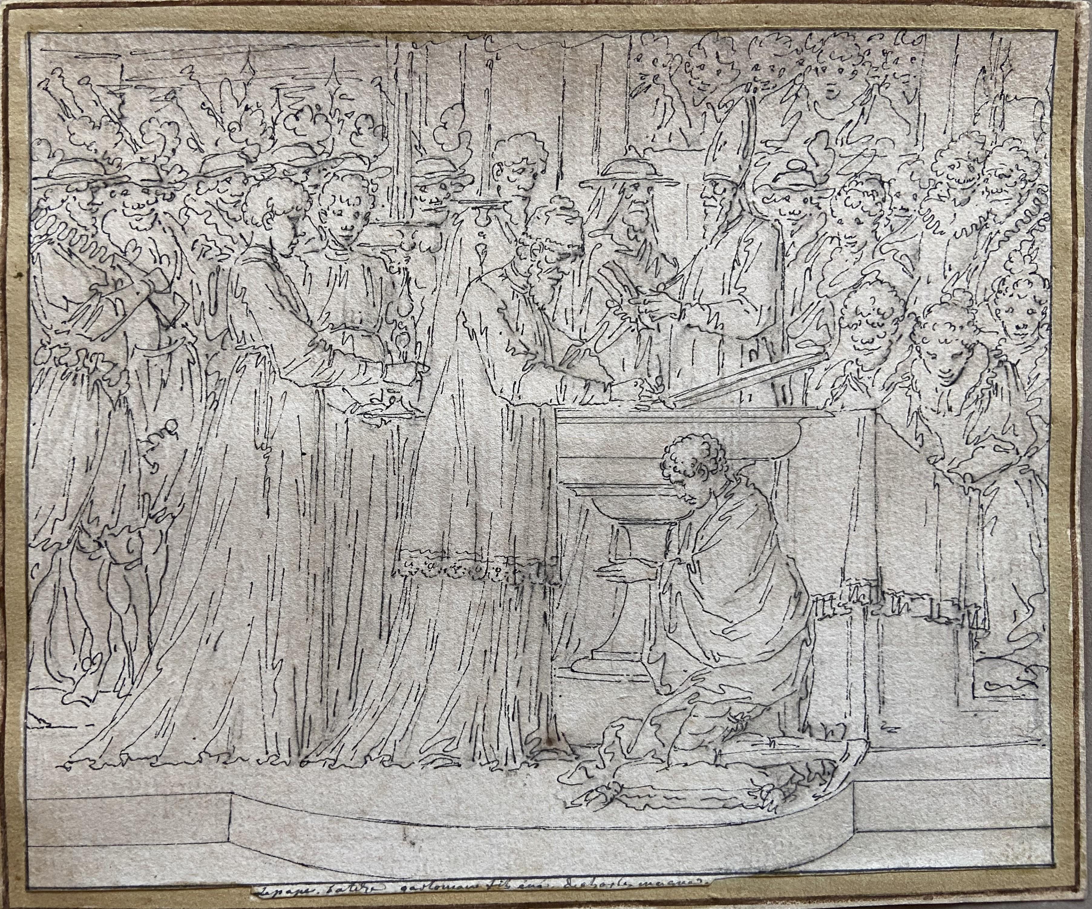 Louis-Félix de La Rue (1730-1777) Il battesimo di Carlomanno, disegno - Art Antichi maestri di Louis-Félix Delarue
