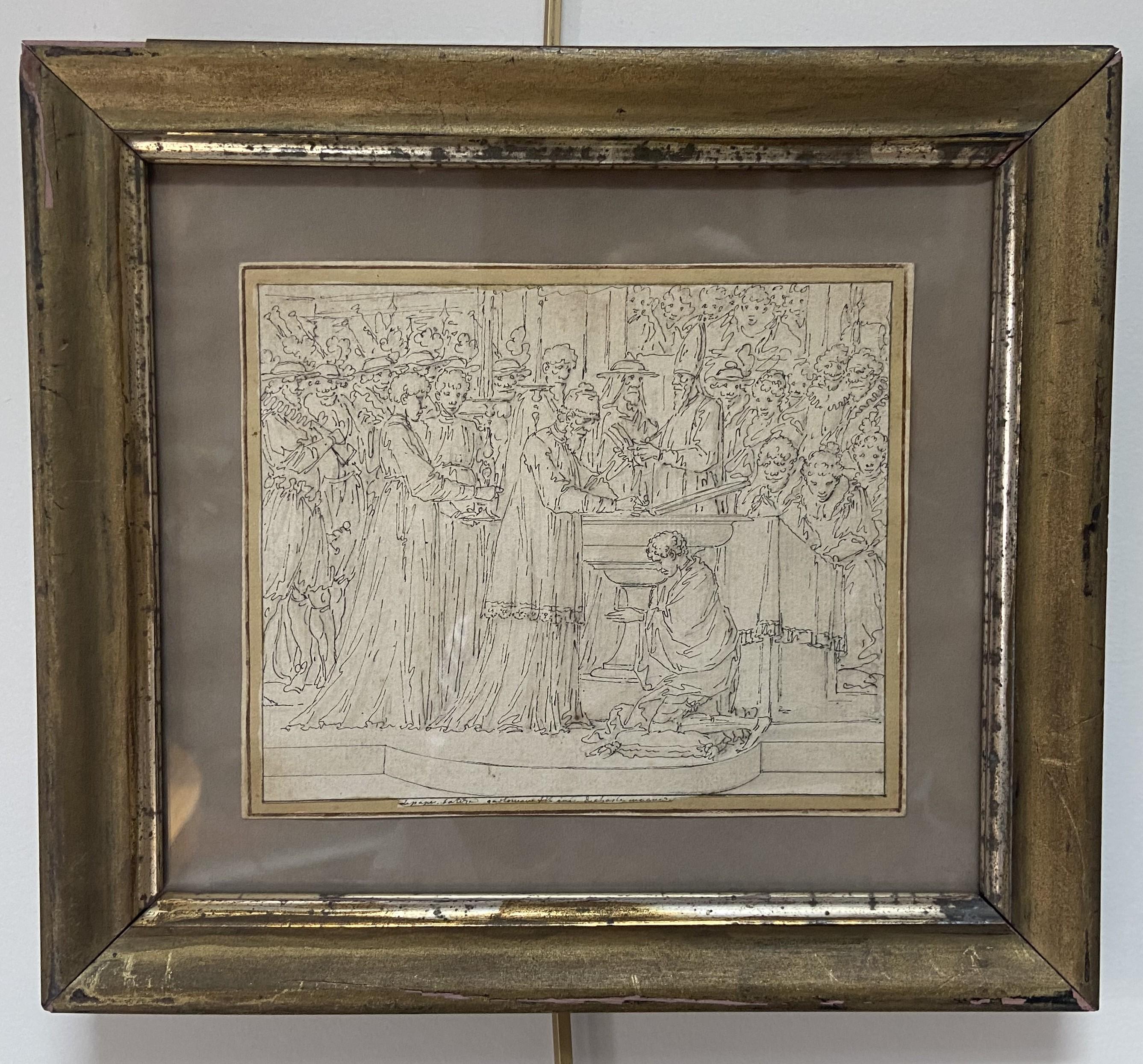 Louis-Félix de La Rue (1730-1777) Il battesimo di Carlomanno, disegno - Art di Louis-Félix Delarue