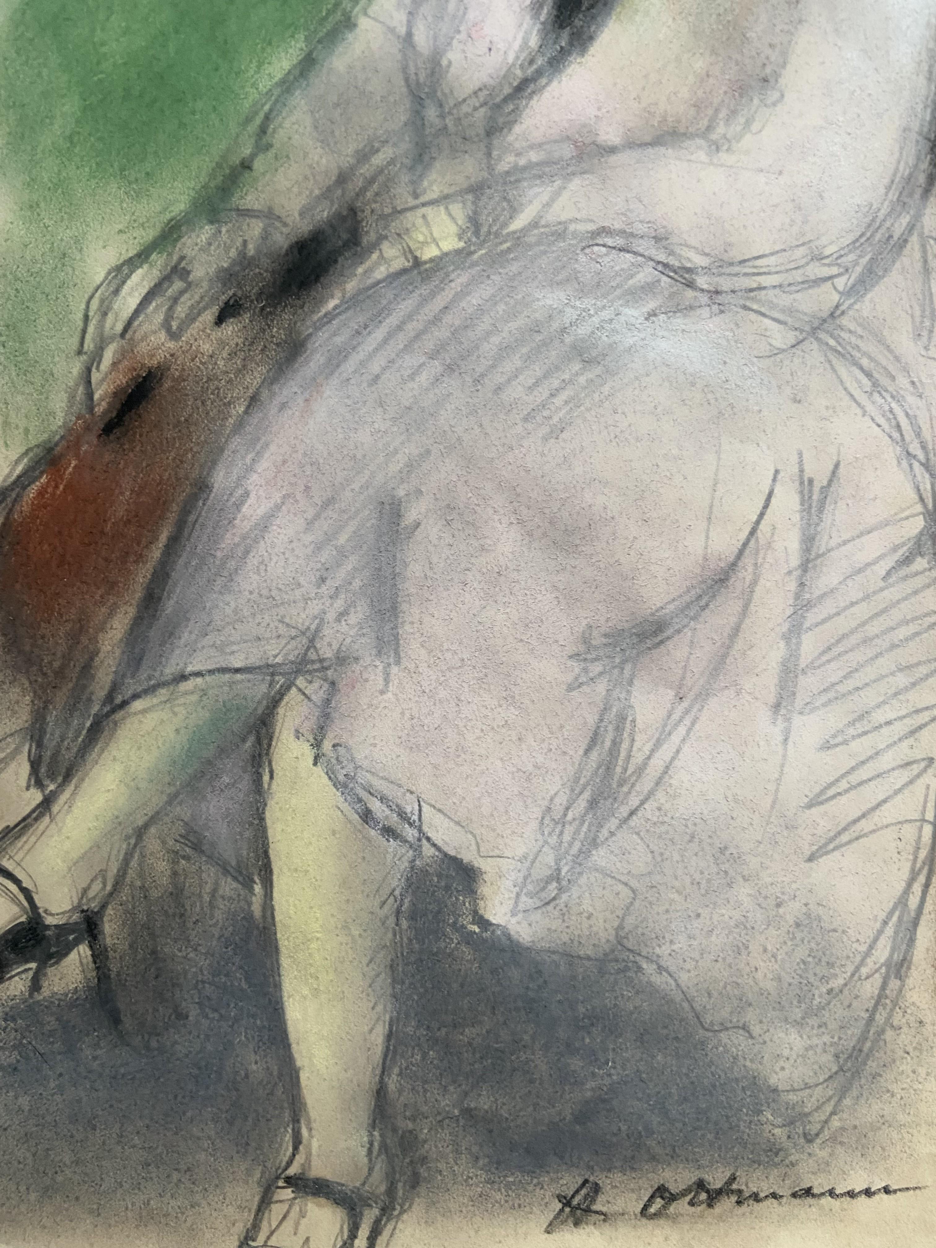 HENRY Ottmann (1877-1927)  
Élégante au chien, eine elegante Frau mit einem Hund
signiert unten rechts
Pastell auf Papier 
32 x 25 cm 
Gerahmt 52 x 42 cm
Veröffentlicht unter Nr. 602 des Werkverzeichnisses des Künstlers (S. 224), herausgegeben von