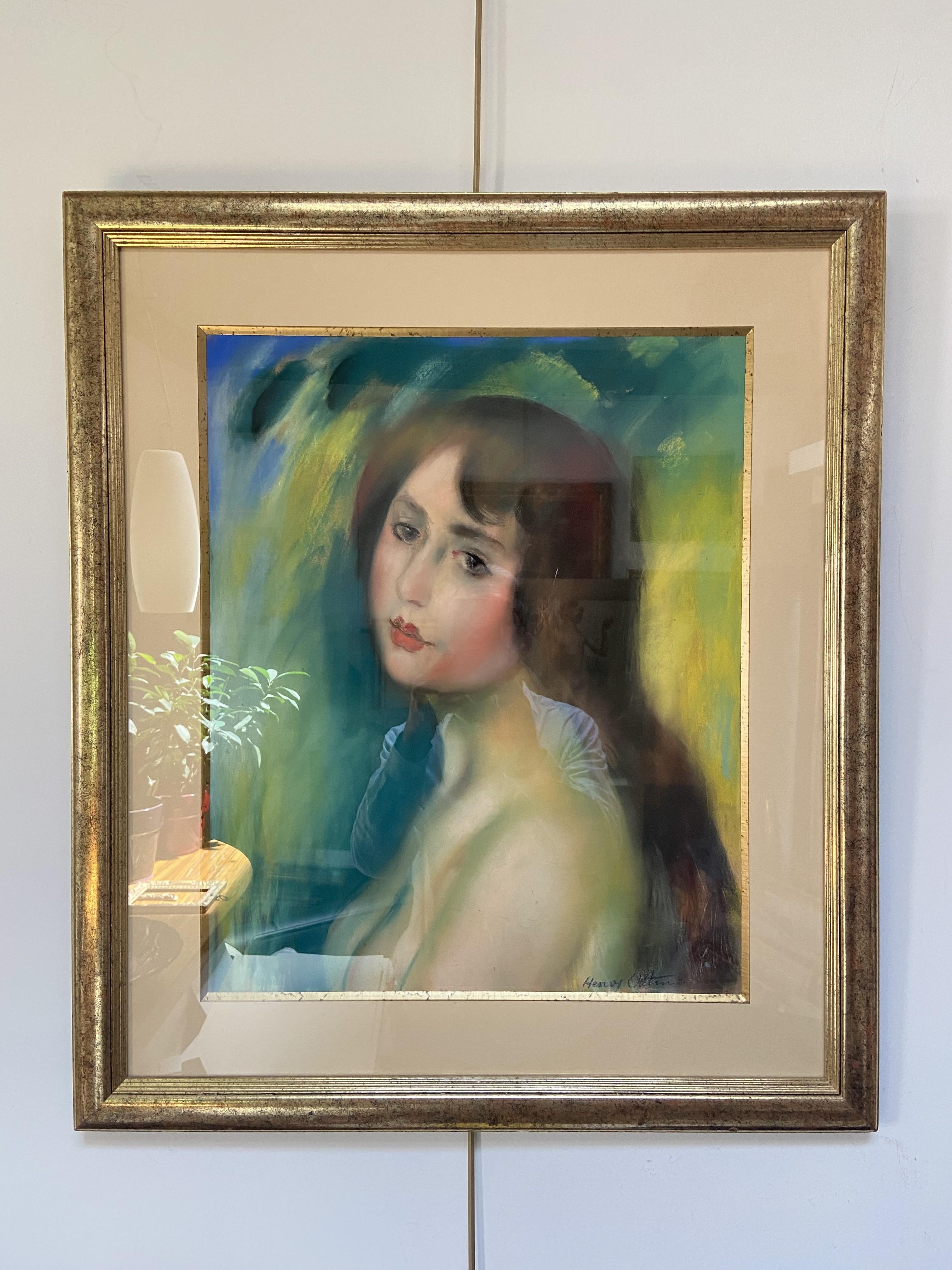 Henry Ottmann (1877-1927) Retrato de busto de mujer, al pastel firmado en venta 4