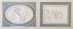 French School 19th Century, Studies of horses, two drawings
