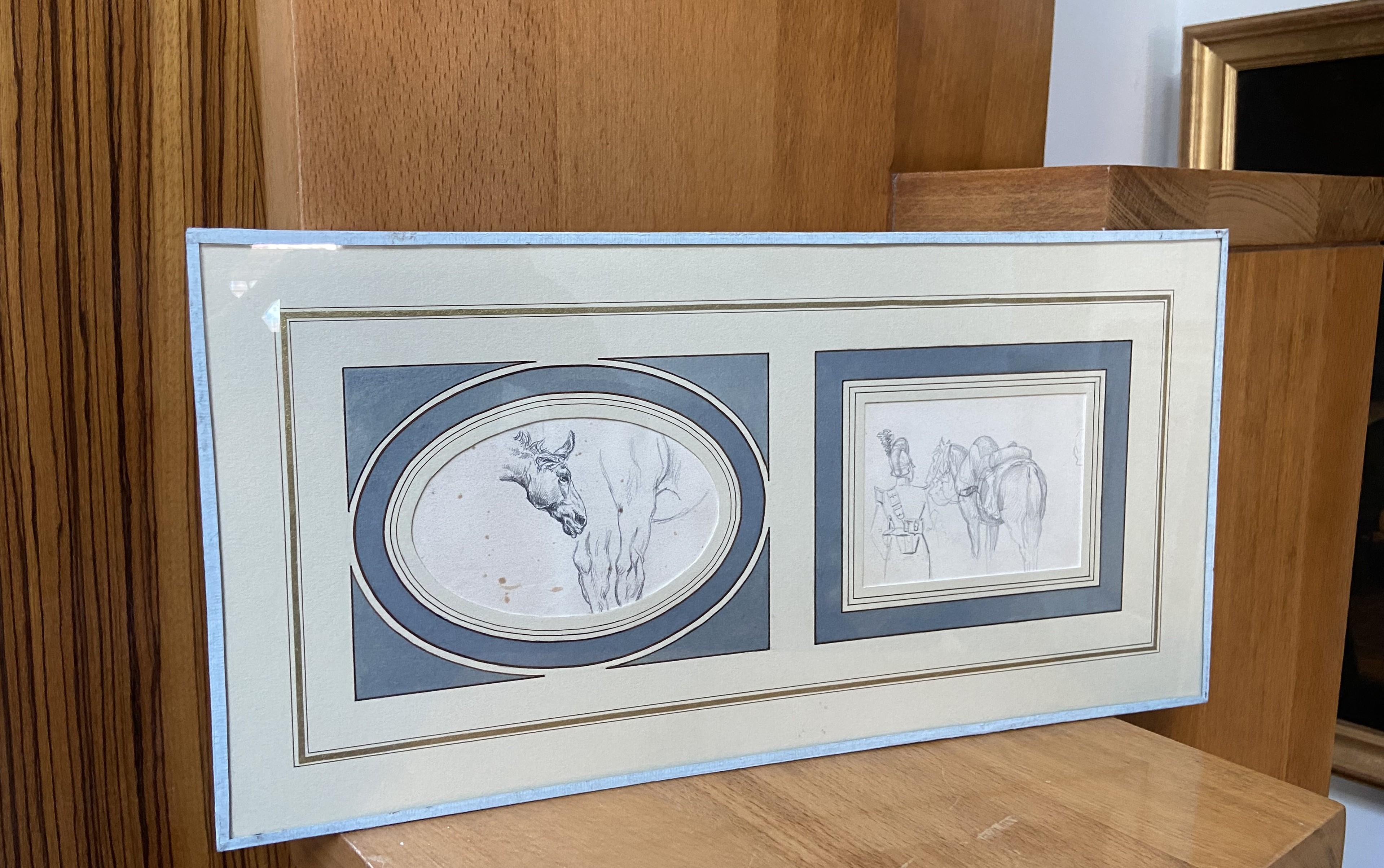 École française du XIXe siècle, Études de chevaux, deux dessins en vente 2