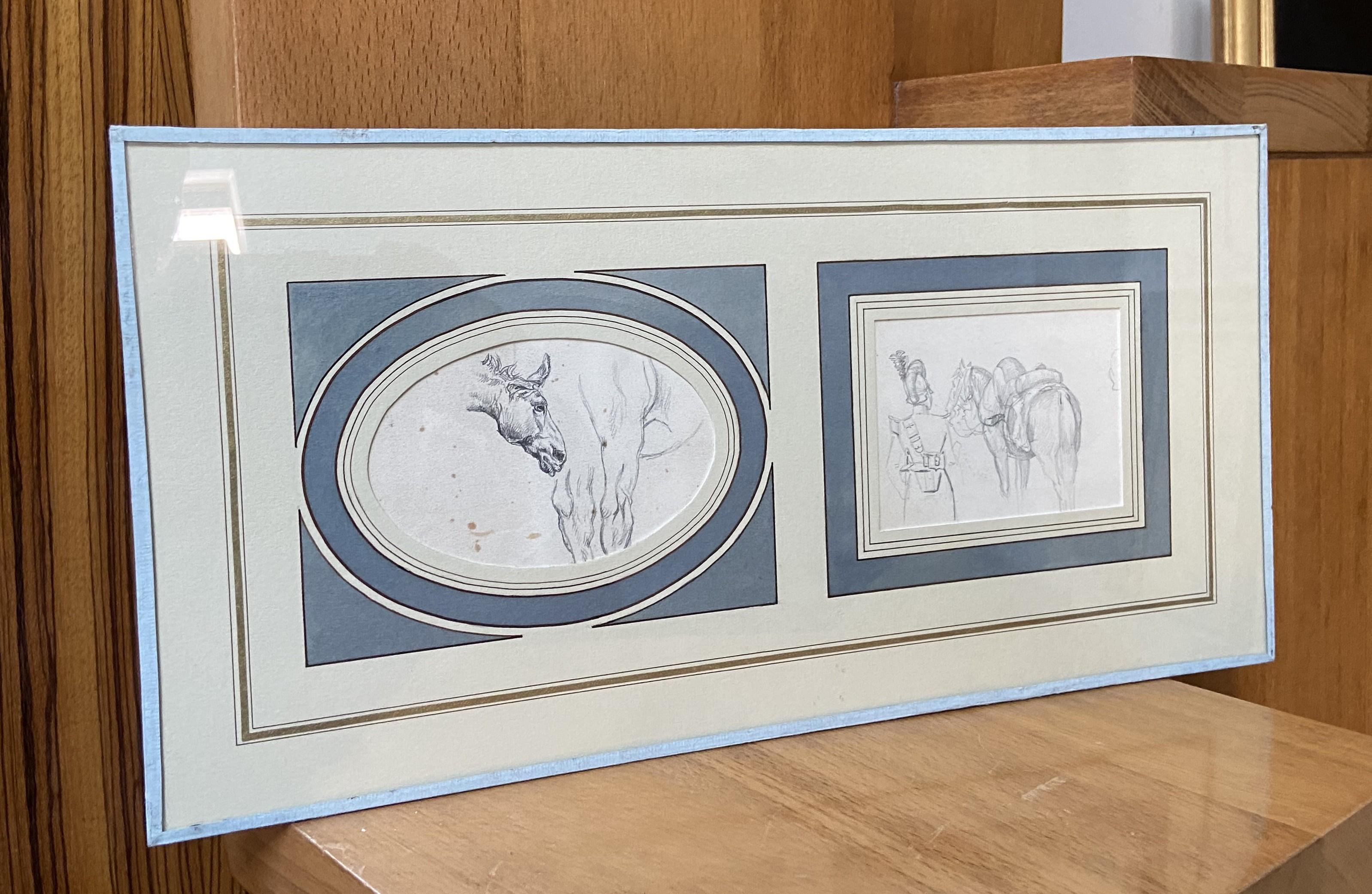 École française du XIXe siècle, Études de chevaux, deux dessins en vente 3