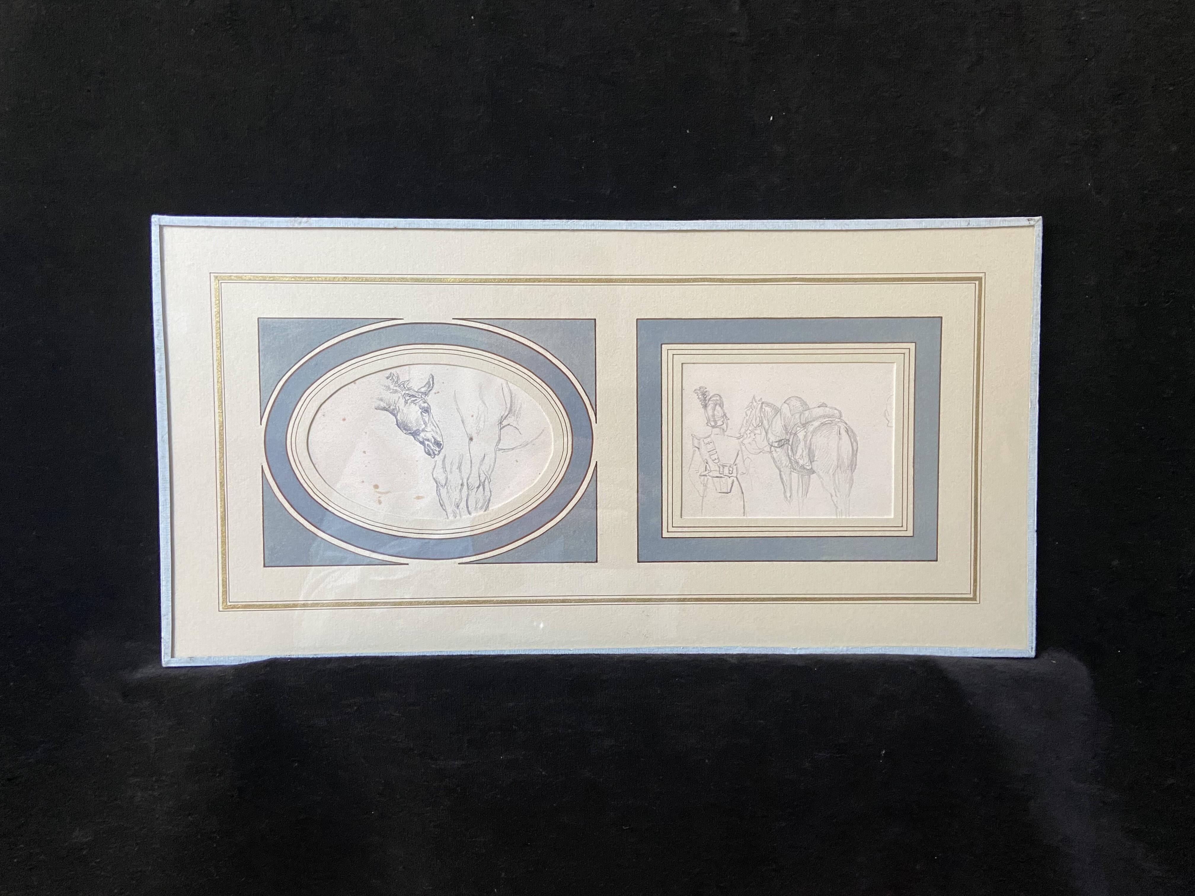 École française du XIXe siècle, Études de chevaux, deux dessins en vente 4