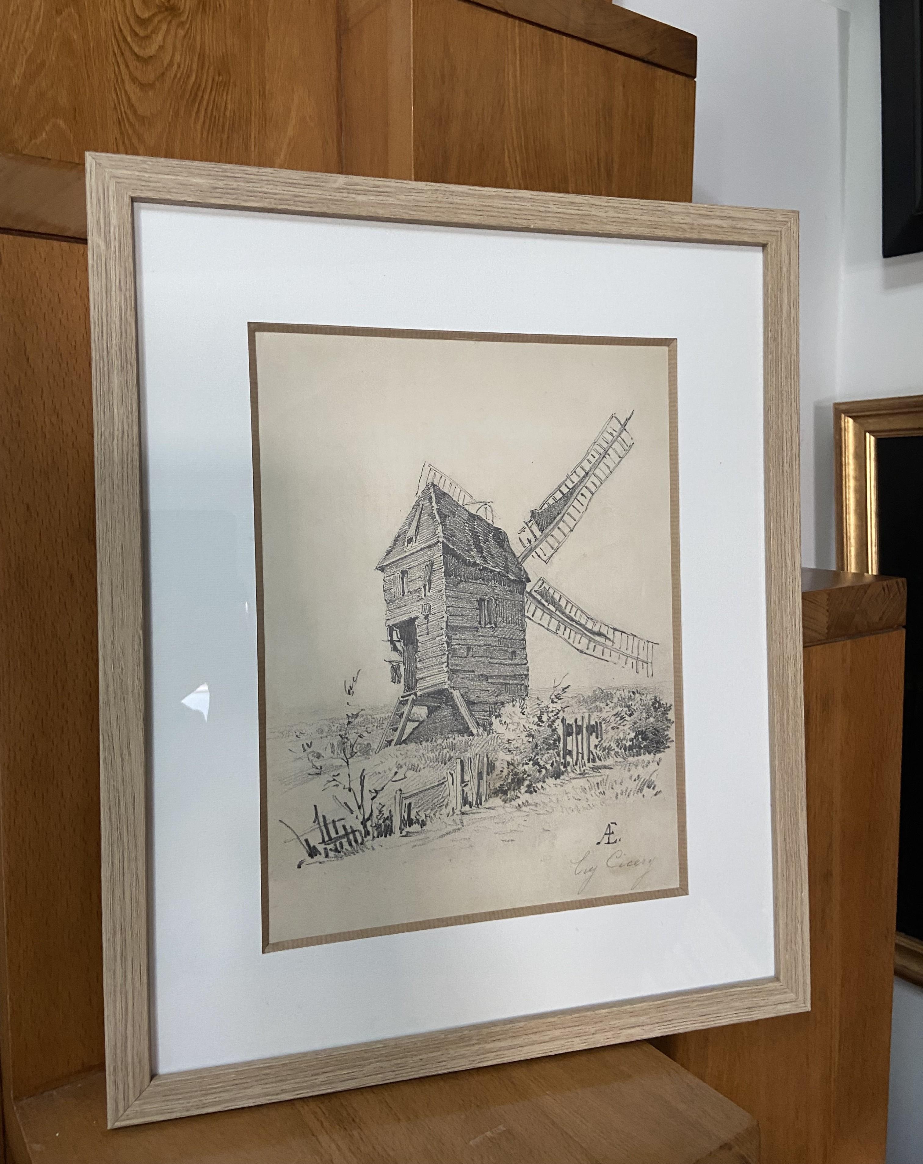 Eugène Cicéri (1813-1890) The Mill, original signed drawing For Sale 3