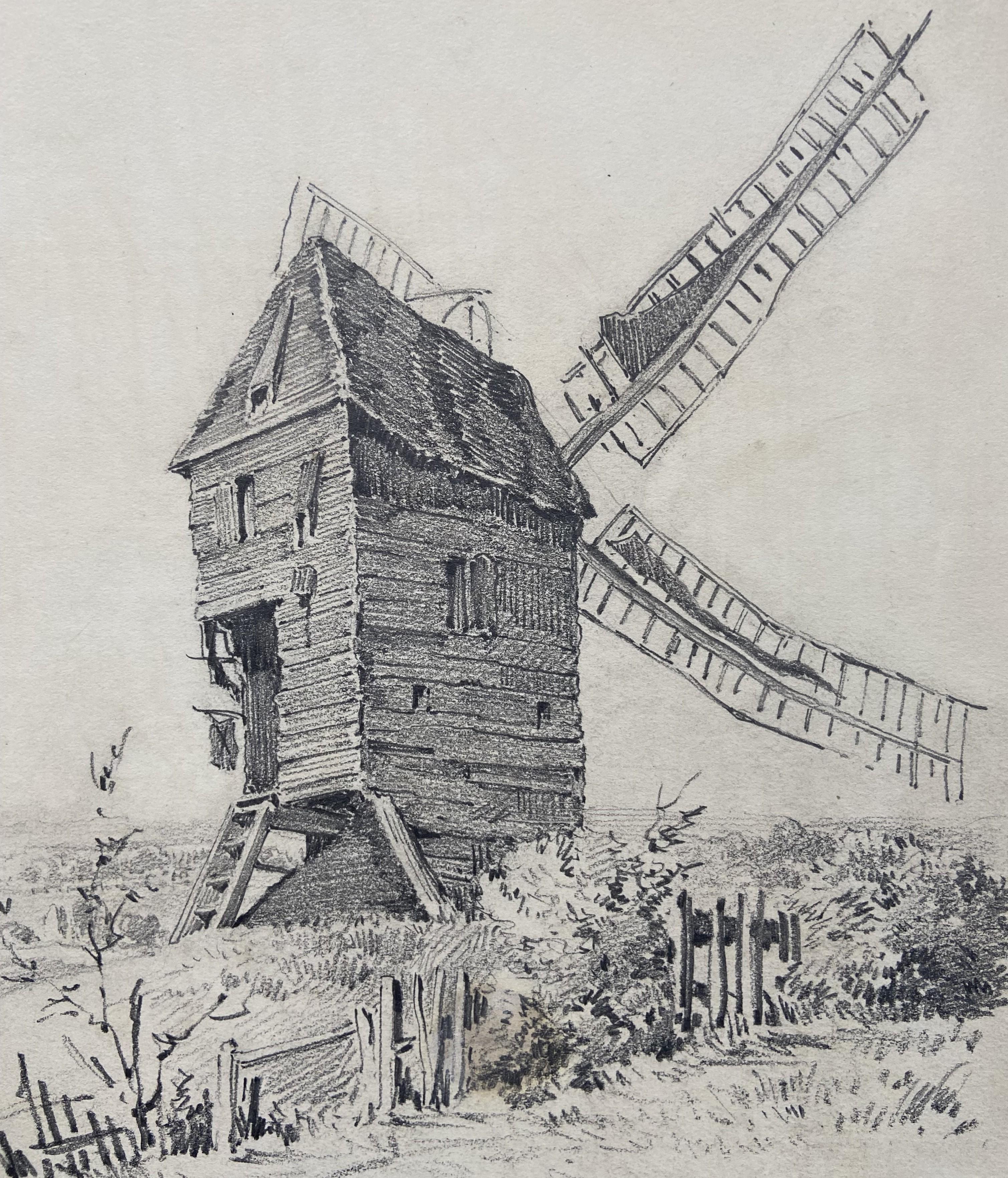 Eugène Cicéri (1813-1890) The Mill, original signed drawing For Sale 1