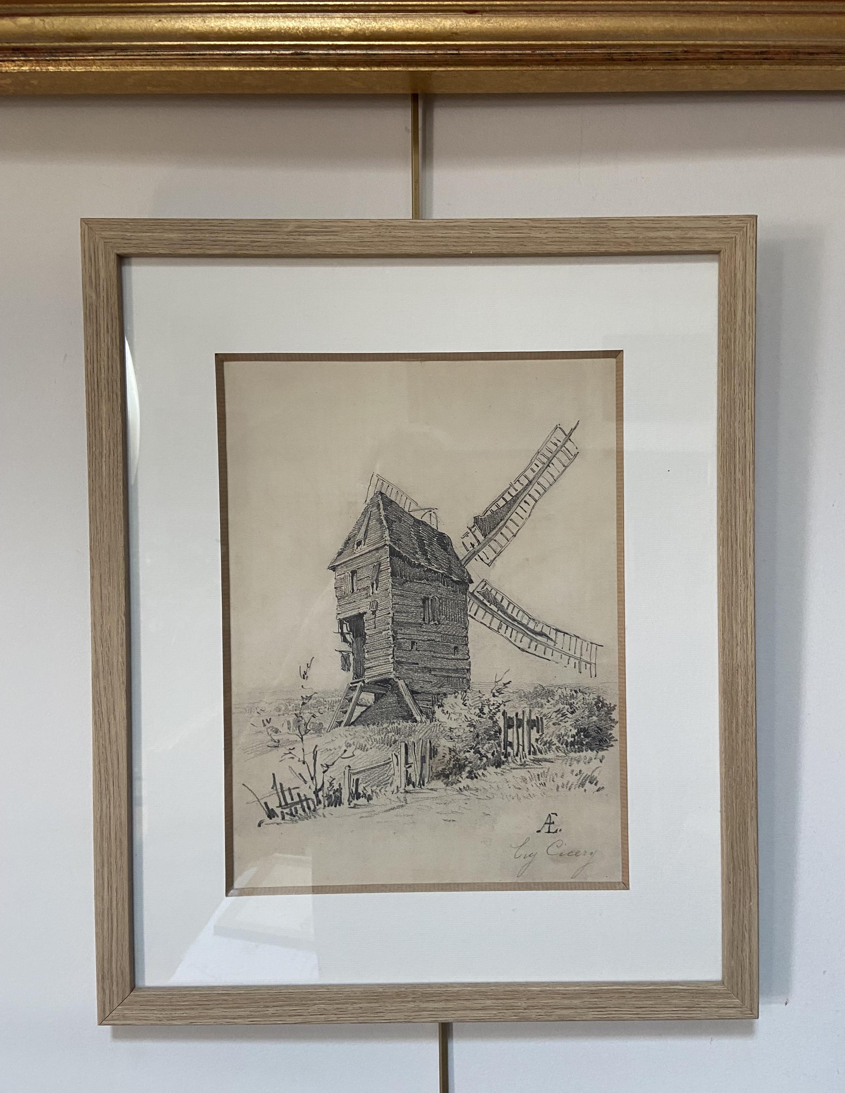 Eugène Cicéri (1813-1890) The Mill, original signed drawing For Sale 4