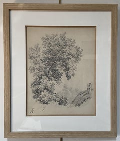 Eugène Cicéri (1813-1890) A Tree above a cottage, original signed drawing