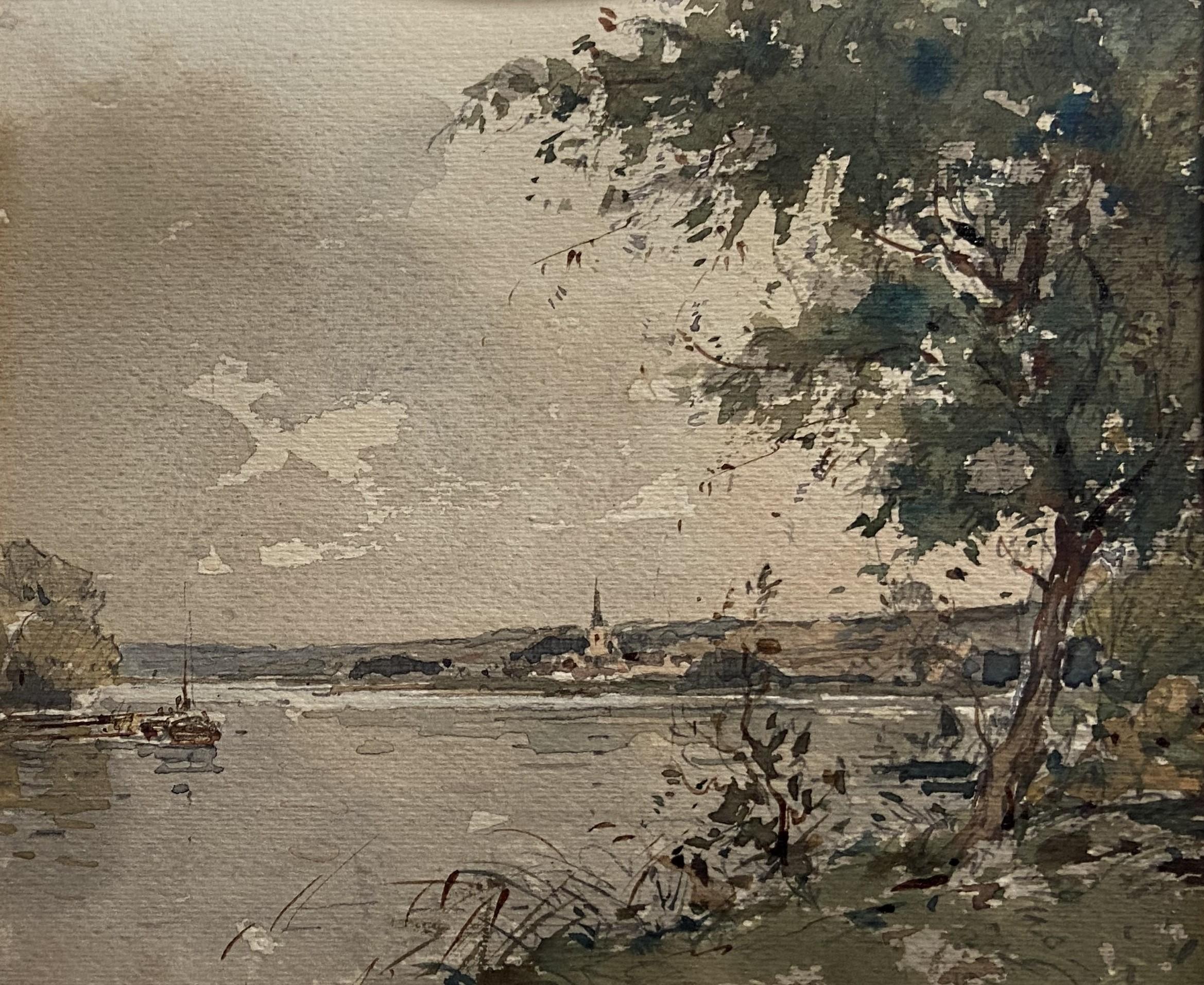 Paul Emile Lecomte (1877-1950)  Un paysage près de la rivière, aquarelle signée en vente 1
