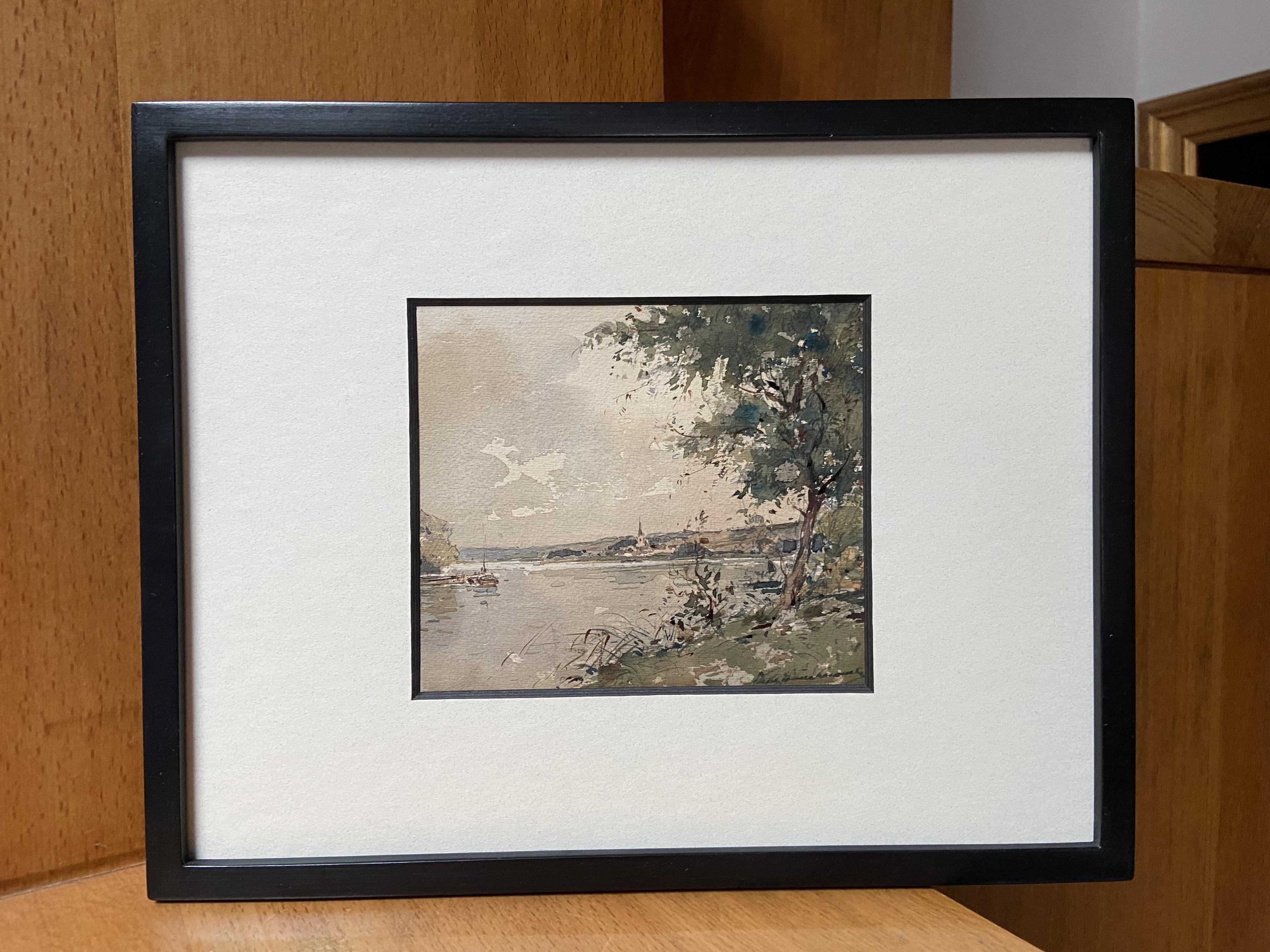 Paul Emile Lecomte (1877-1950)  Un paysage près de la rivière, aquarelle signée en vente 2