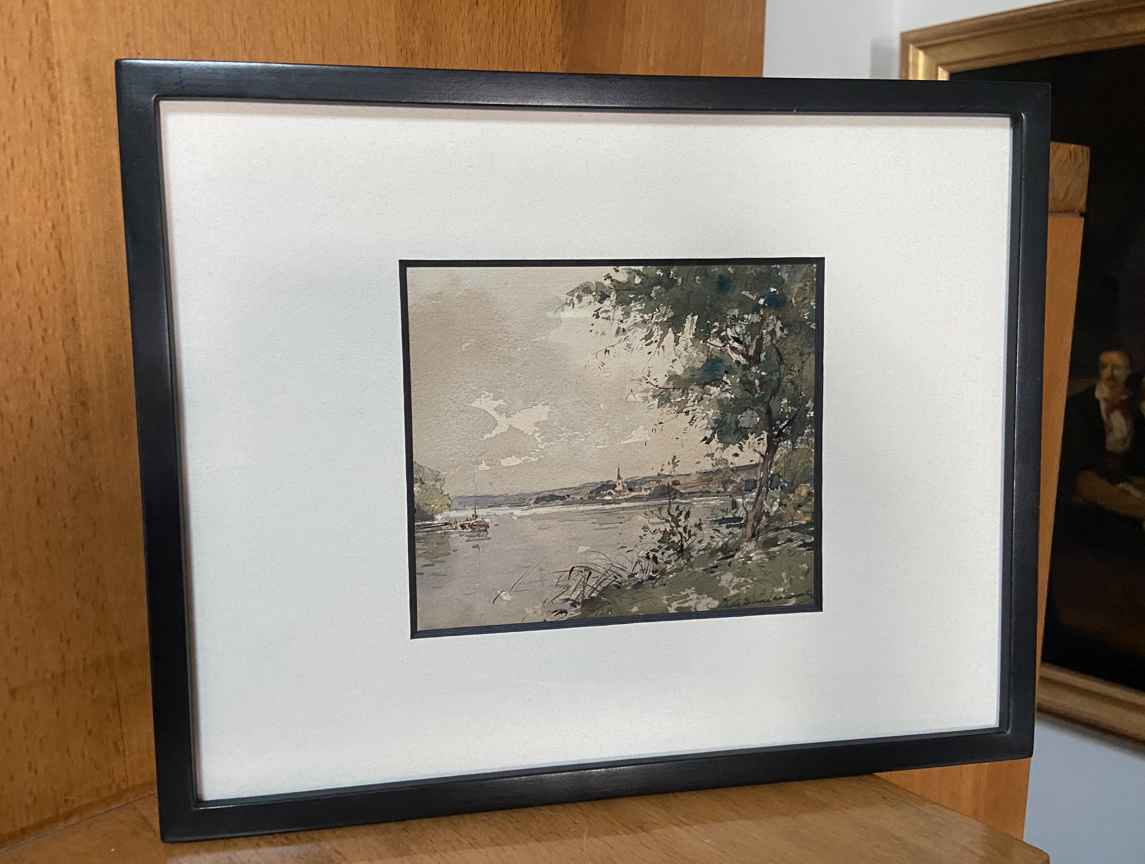 Paul Emile Lecomte (1877-1950)  Un paysage près de la rivière, aquarelle signée en vente 5