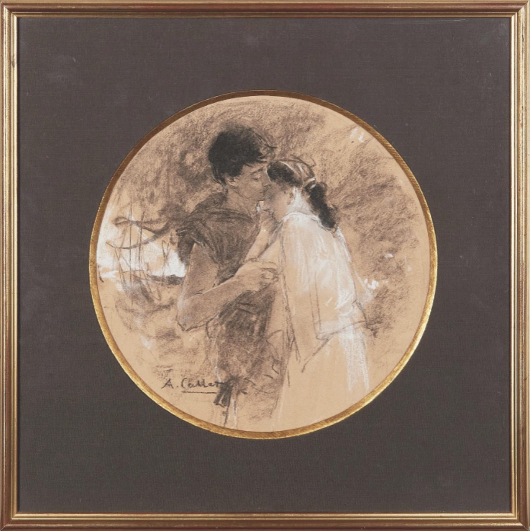 Antoine Calbet (1860-1942) Daphnis et Chloé, signierte Originalzeichnung 2