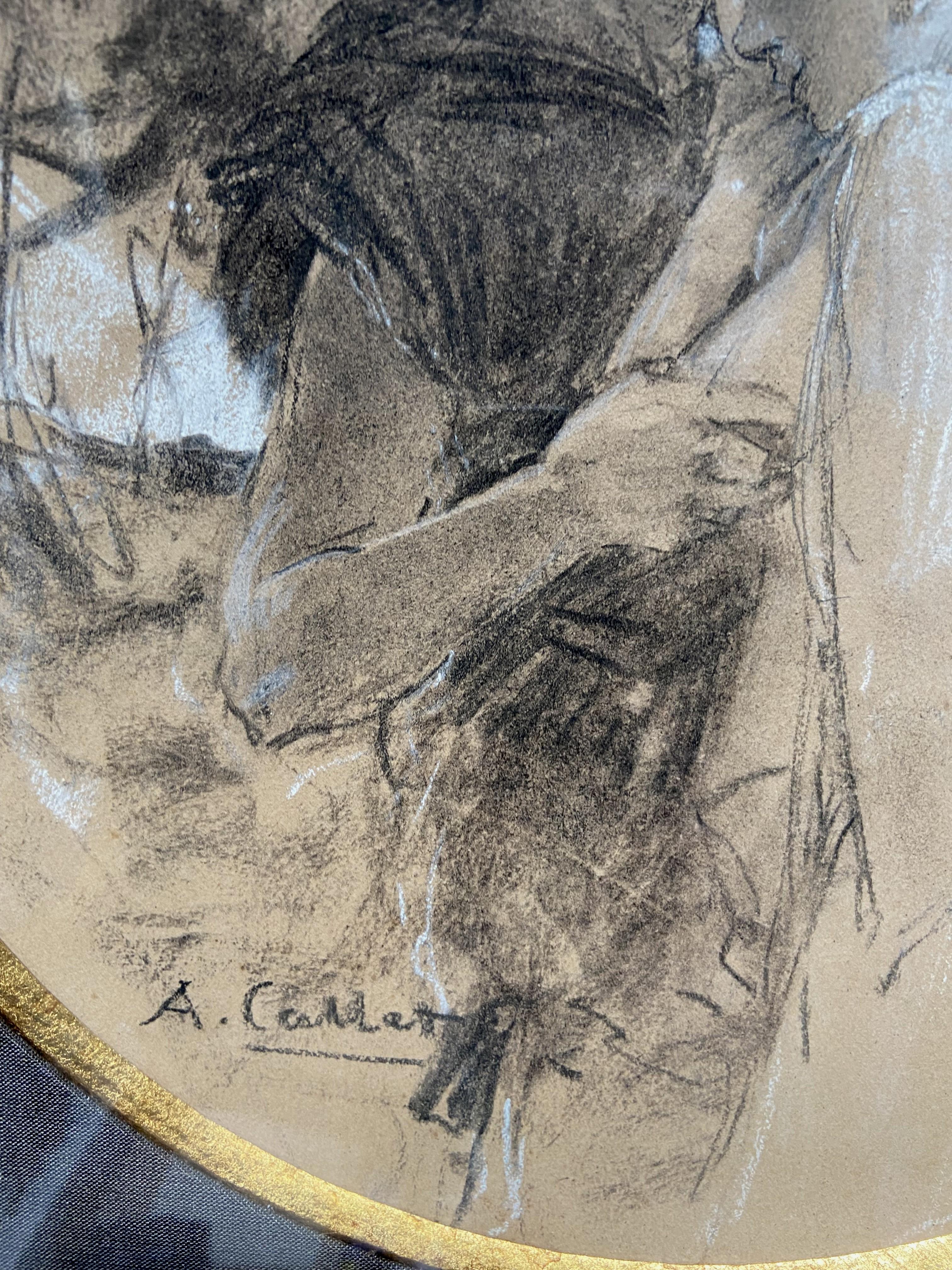 Antoine Calbet (1860-1942) Daphnis et Chloé, signierte Originalzeichnung 5